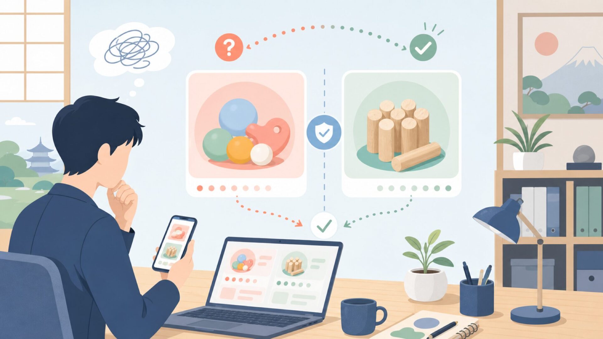 MolukとMölkky（モルック）はまったく別ものですを表すイラスト