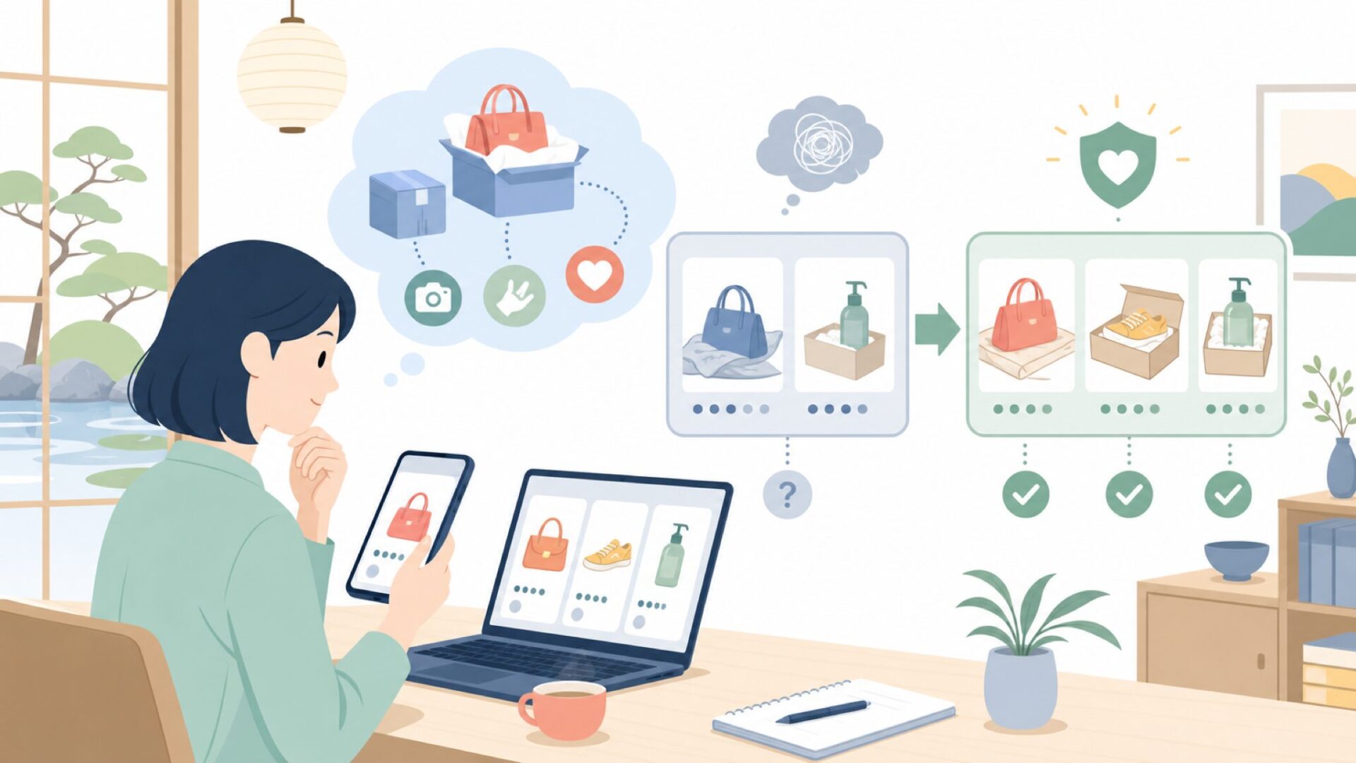 通販サイトでの扱われ方から見える信頼性を表すイラスト