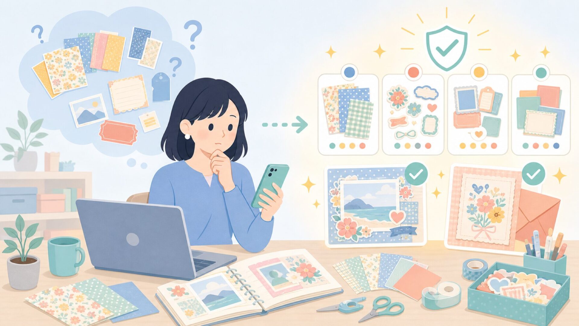 Echo Park Paperはどんなクラフト用品ブランドなのかを表すイラスト