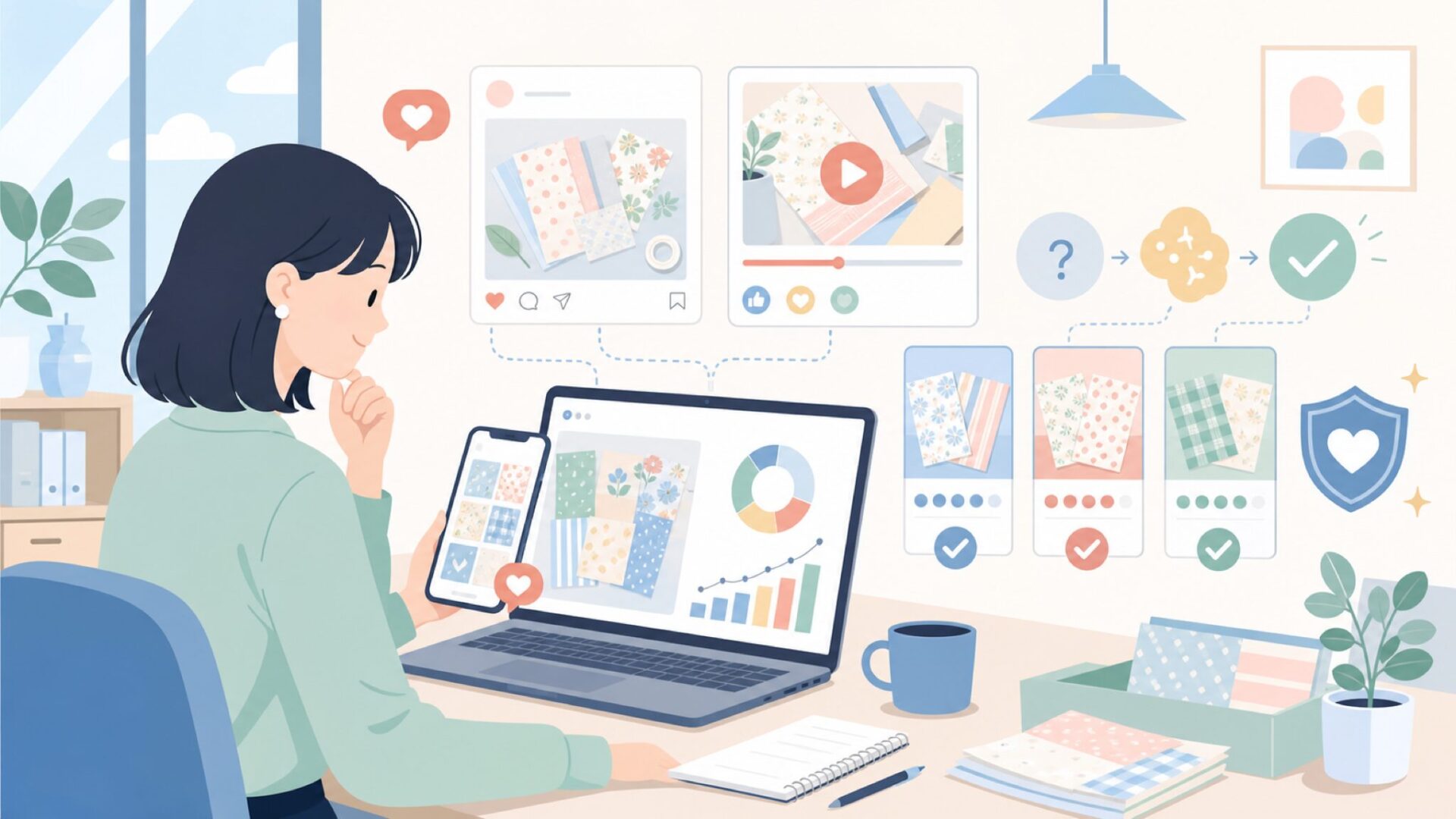SNSや動画で見えるEcho Park Paperの人気度を表すイラスト