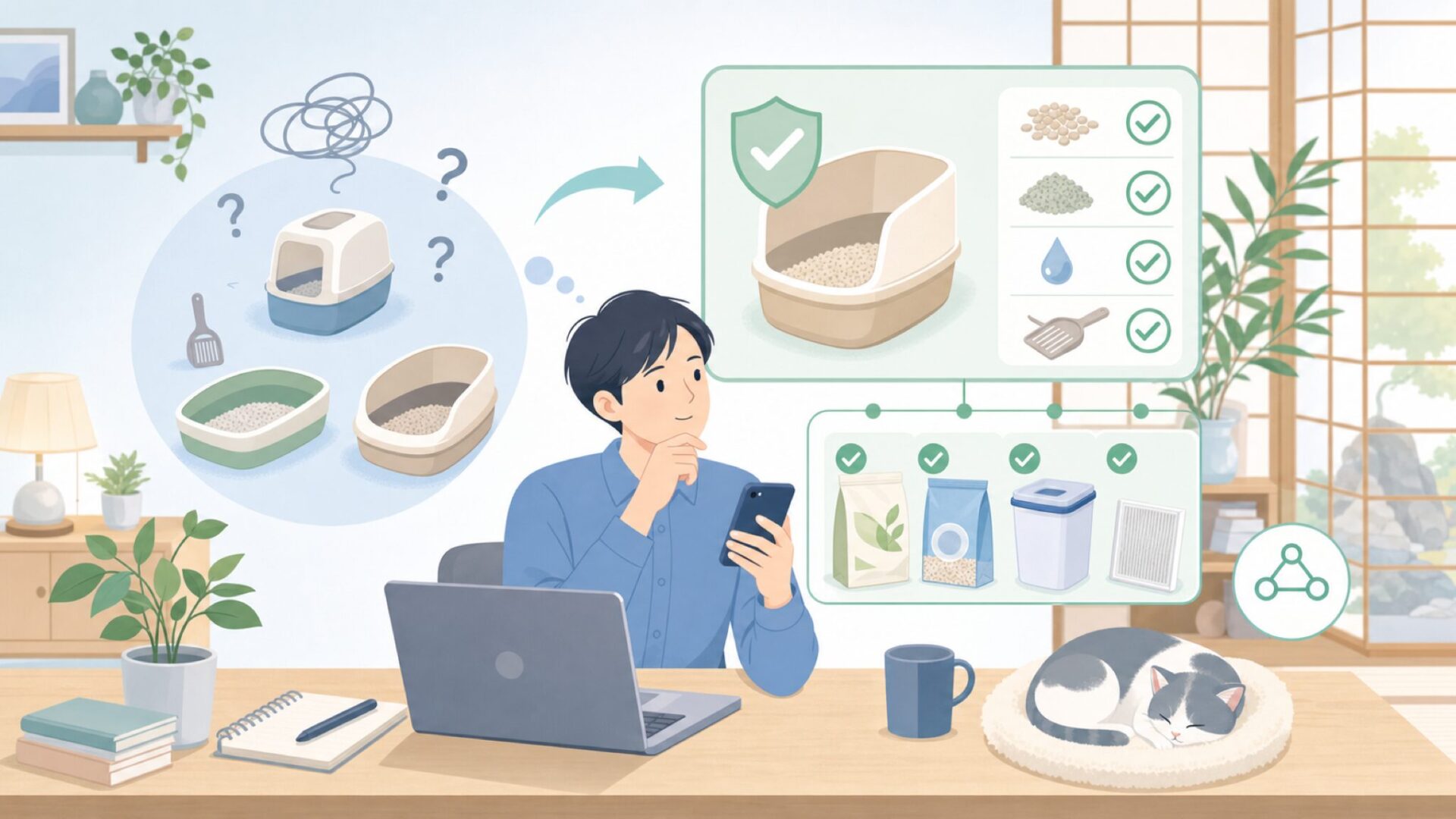 消耗品・交換用品まで見据えた選び方を表すイラスト