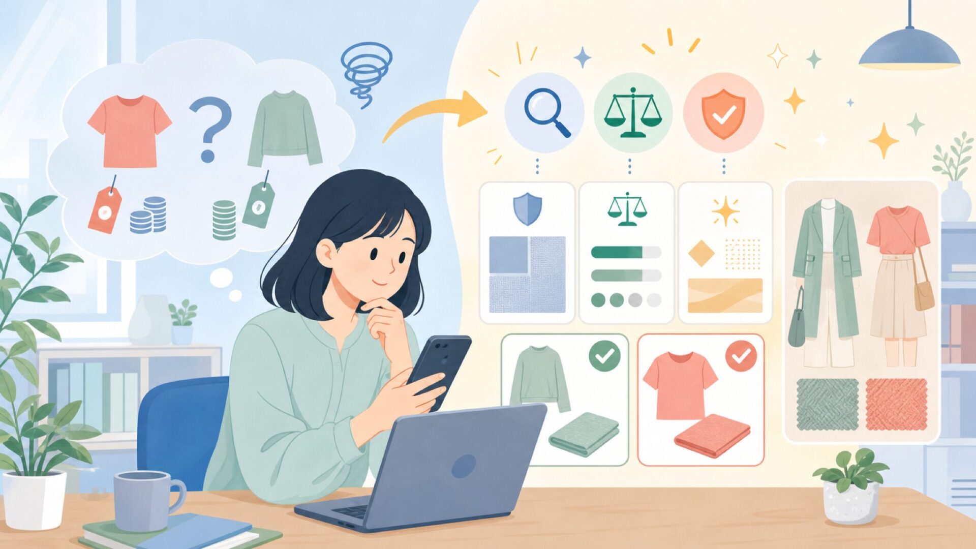 なぜ価格が安いのか?コスパの見極め方を表すイラスト