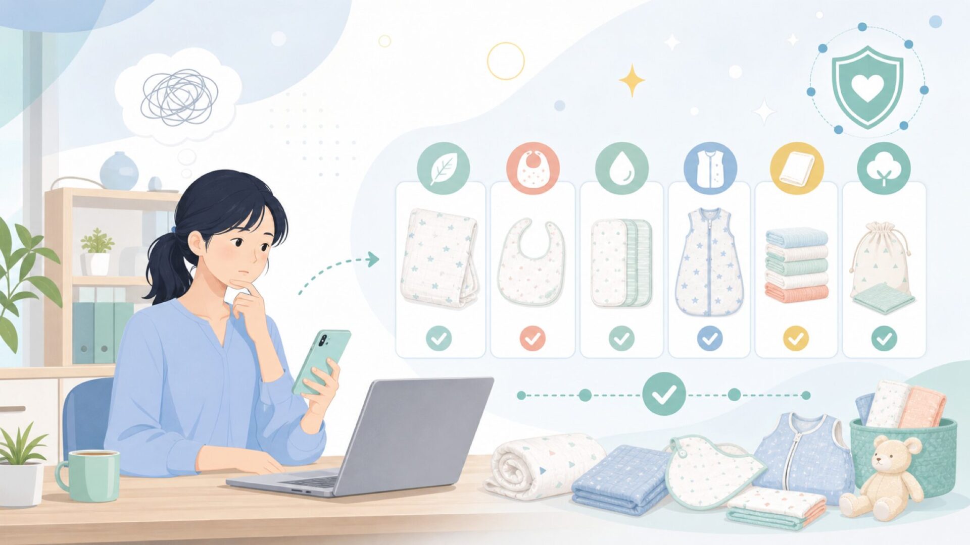 Aden + Anaisの代表的な商品ラインナップを表すイラスト