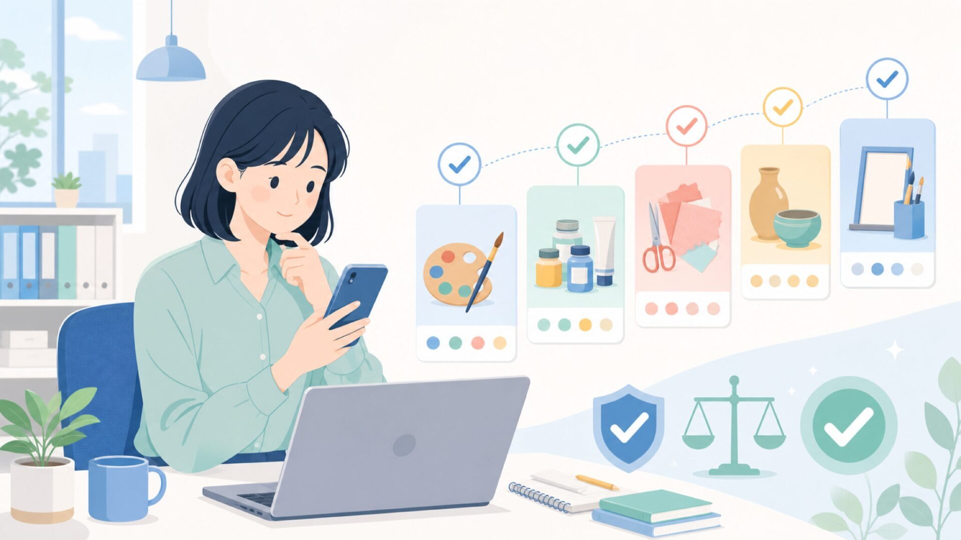 Art-n-Flyの主要商品ラインナップを種類別にチェックを表すイラスト