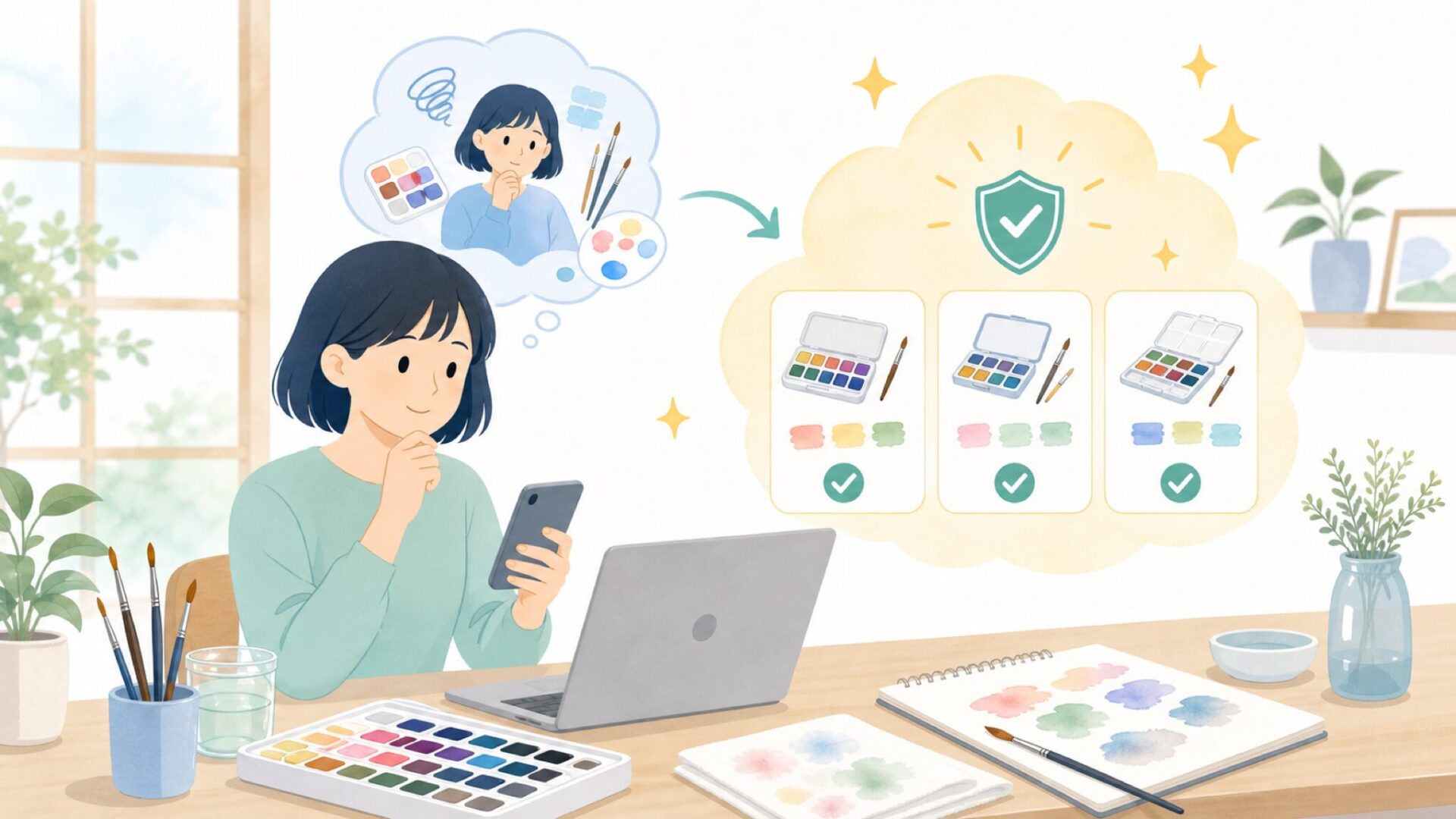 初心者にWinsor & Newtonがおすすめな理由を表すイラスト