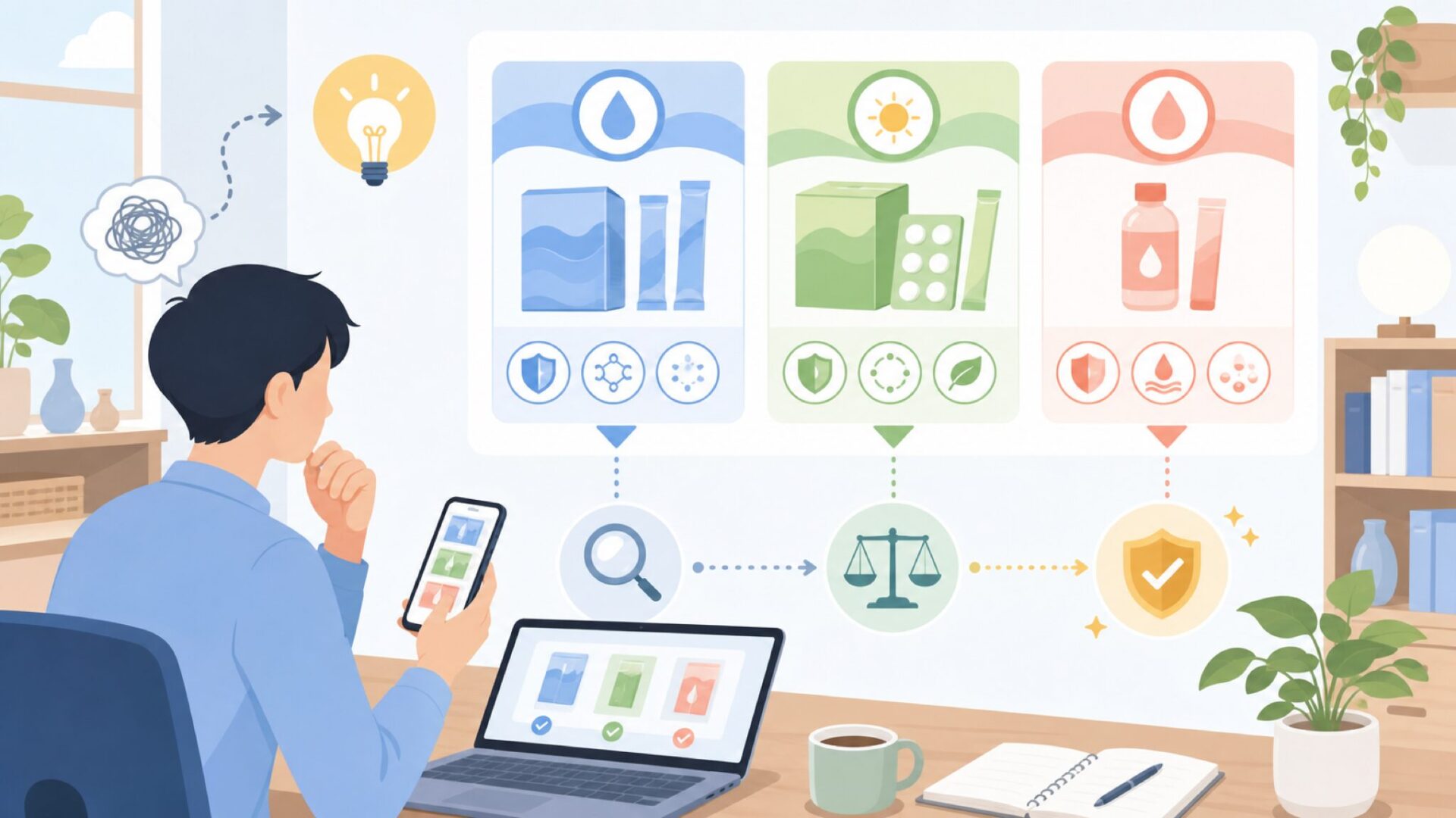 HFC・daily・hydration helpの違いは?主要シリーズを比較を表すイラスト