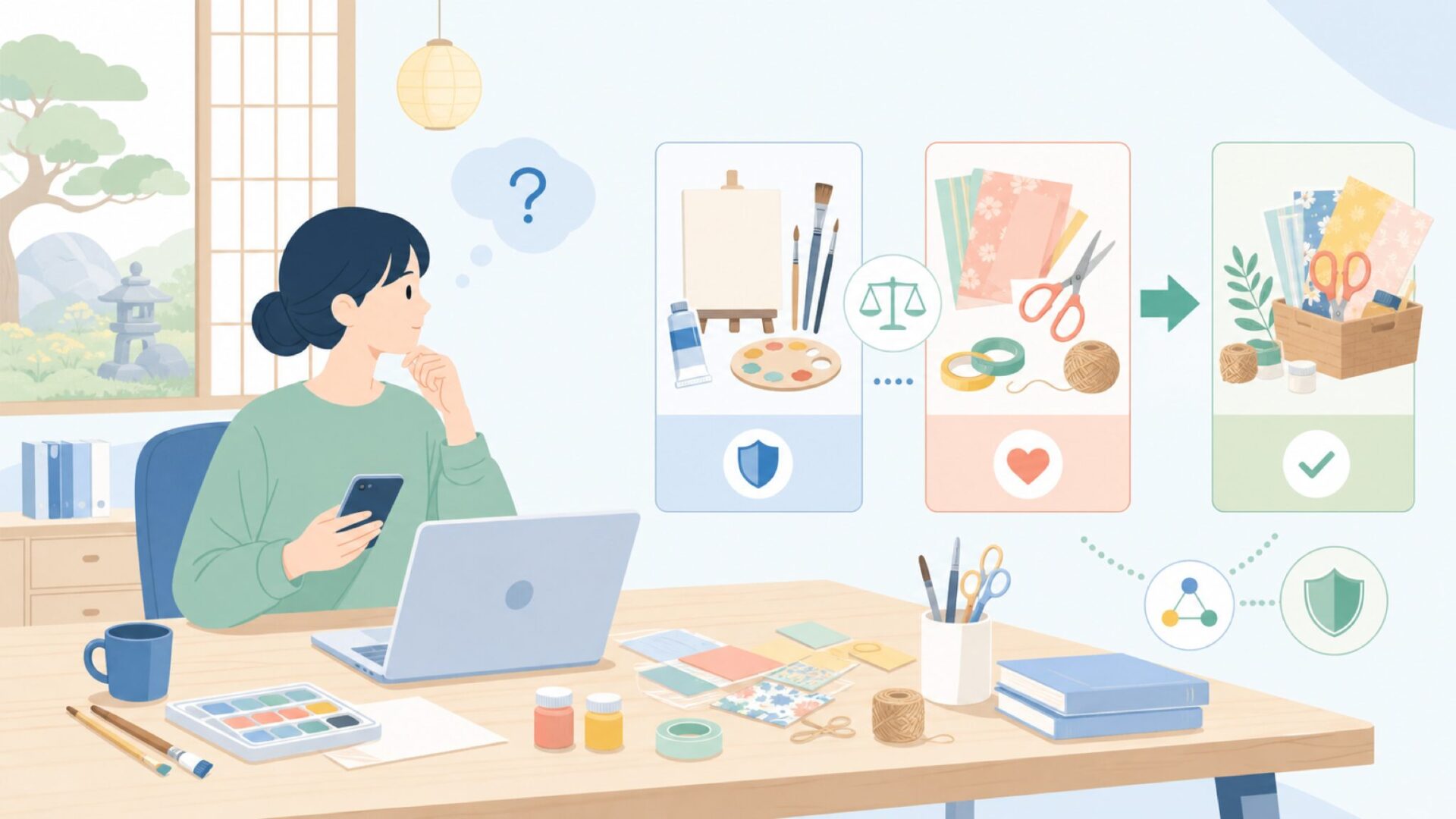 絵画用画材と何が違う?クラフト系ブランドとしての立ち位置を表すイラスト