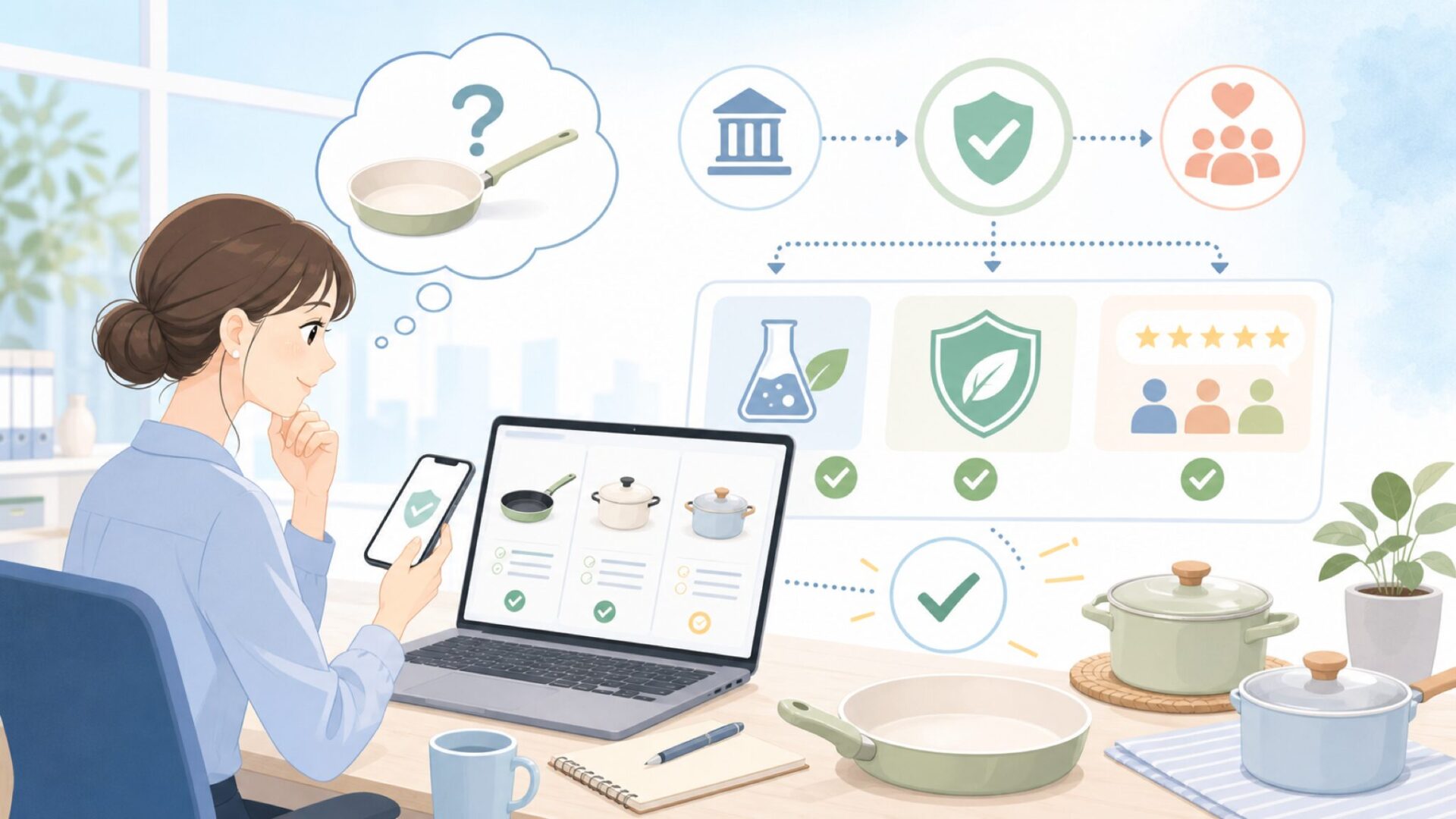 セラミックコーティング(エコロン)の安全性は大丈夫?を表すイラスト