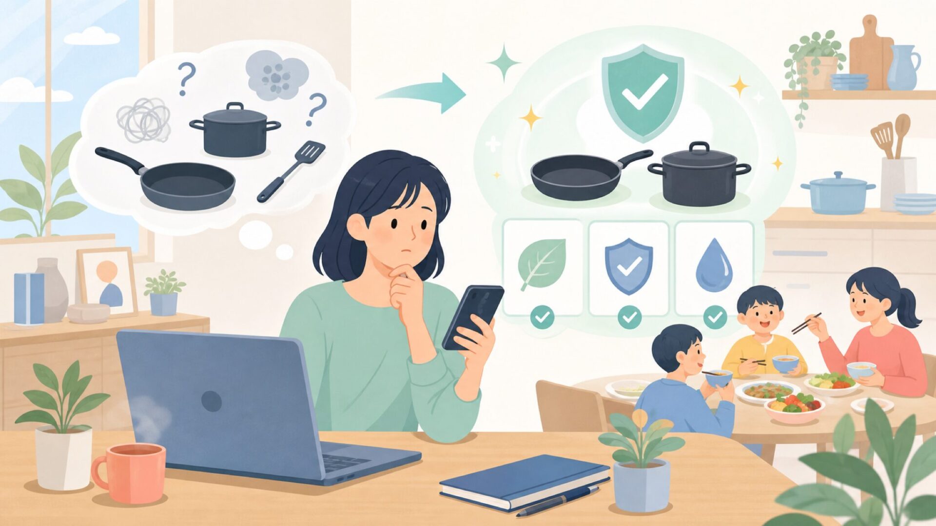 家族の食事に使うために知っておきたいScanpanの安全性を表すイラスト