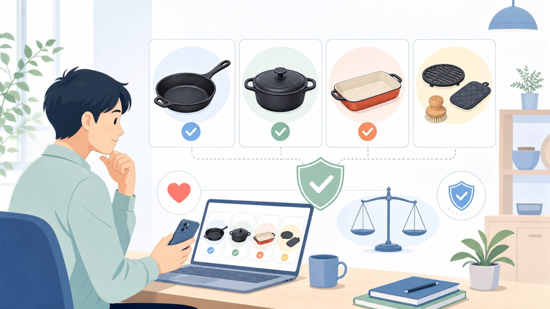 フライパン・鍋・グラタン皿…Skeppshultの商品ラインナップを表すイラスト