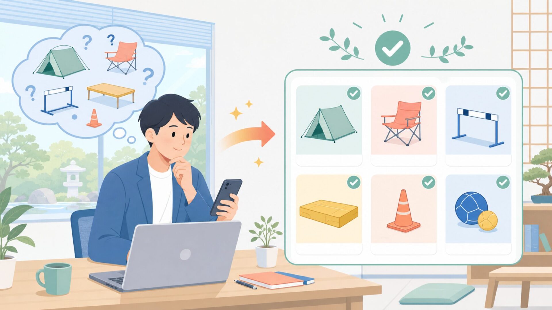 エバニューの商品ジャンルと特徴を知っておこうを表すイラスト