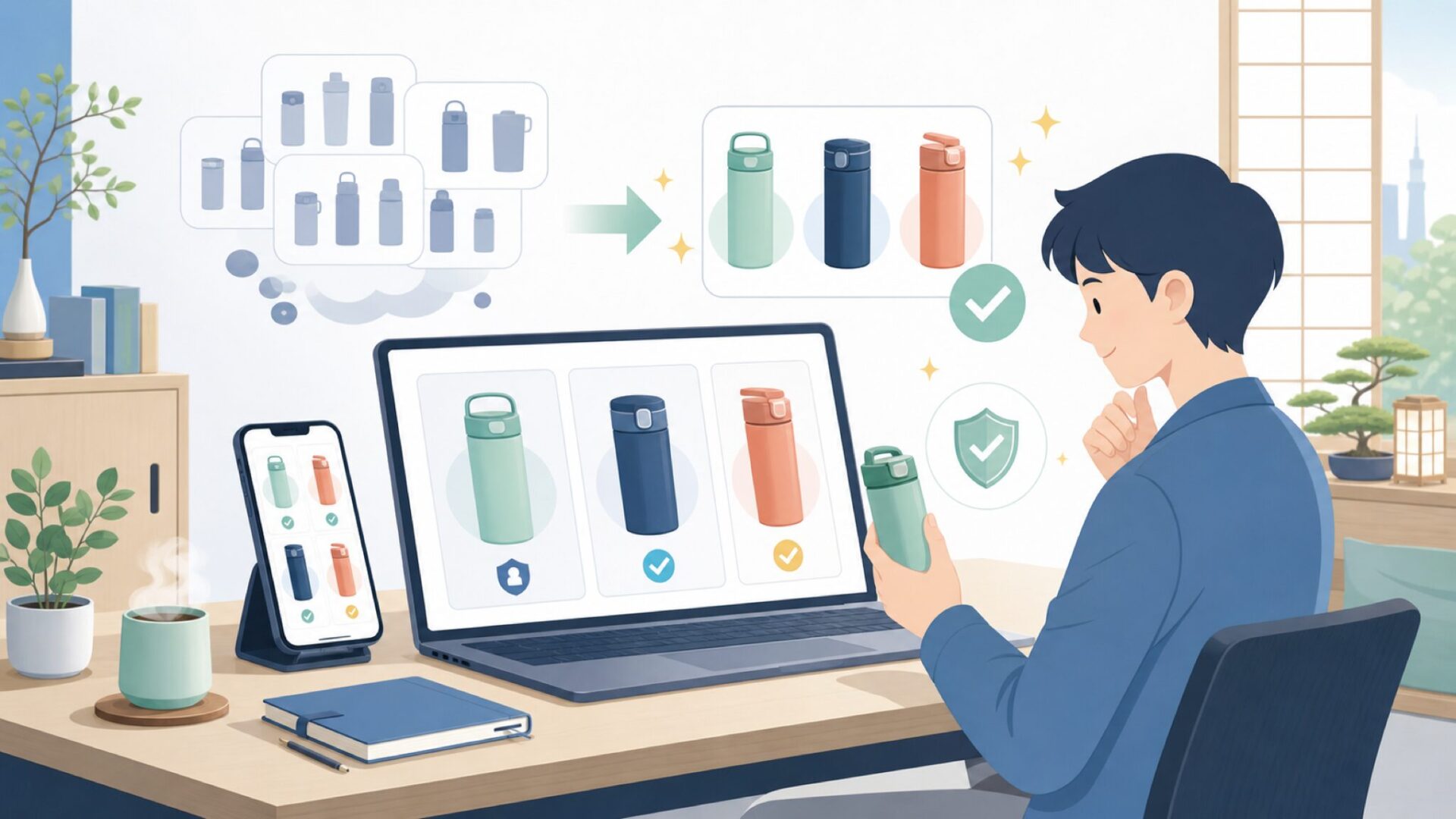 Kambukkaの人気商品ラインナップ — 通勤・外出向けに選ぶならを表すイラスト
