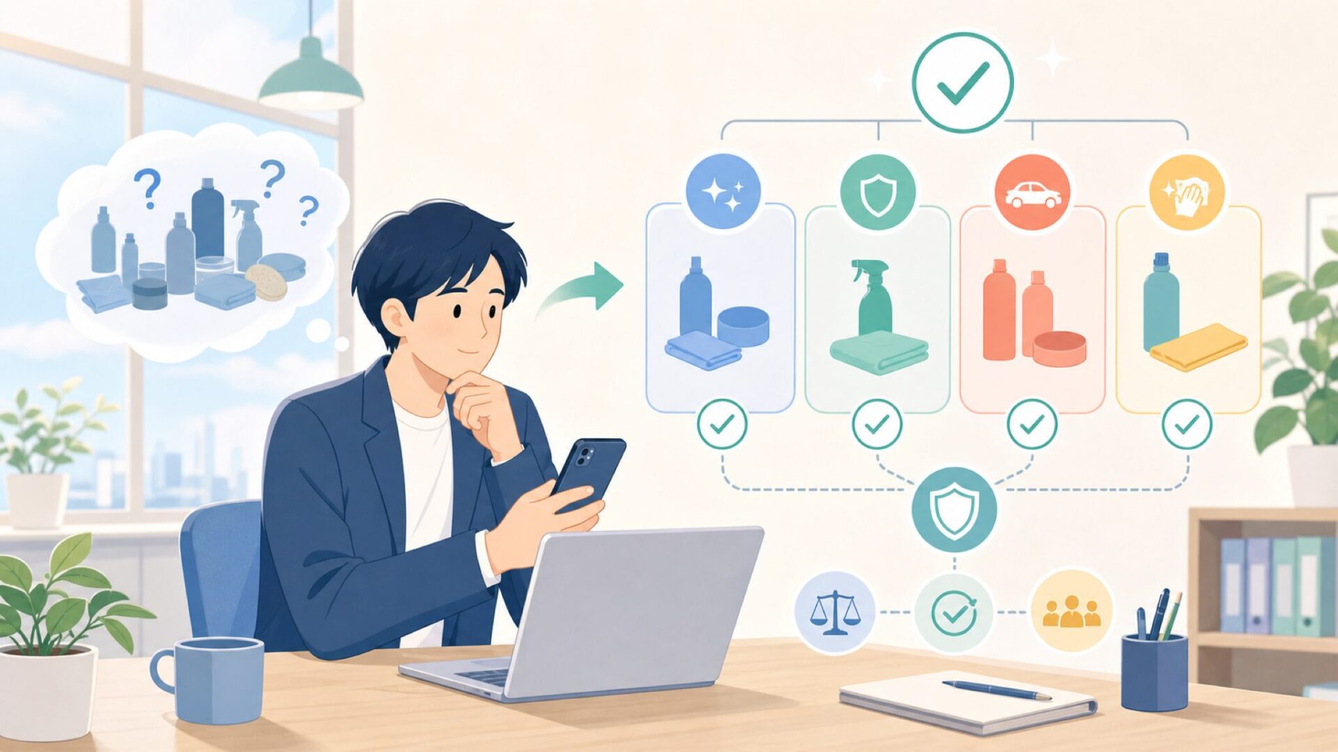 用途別に見るCarPro代表製品を表すイラスト