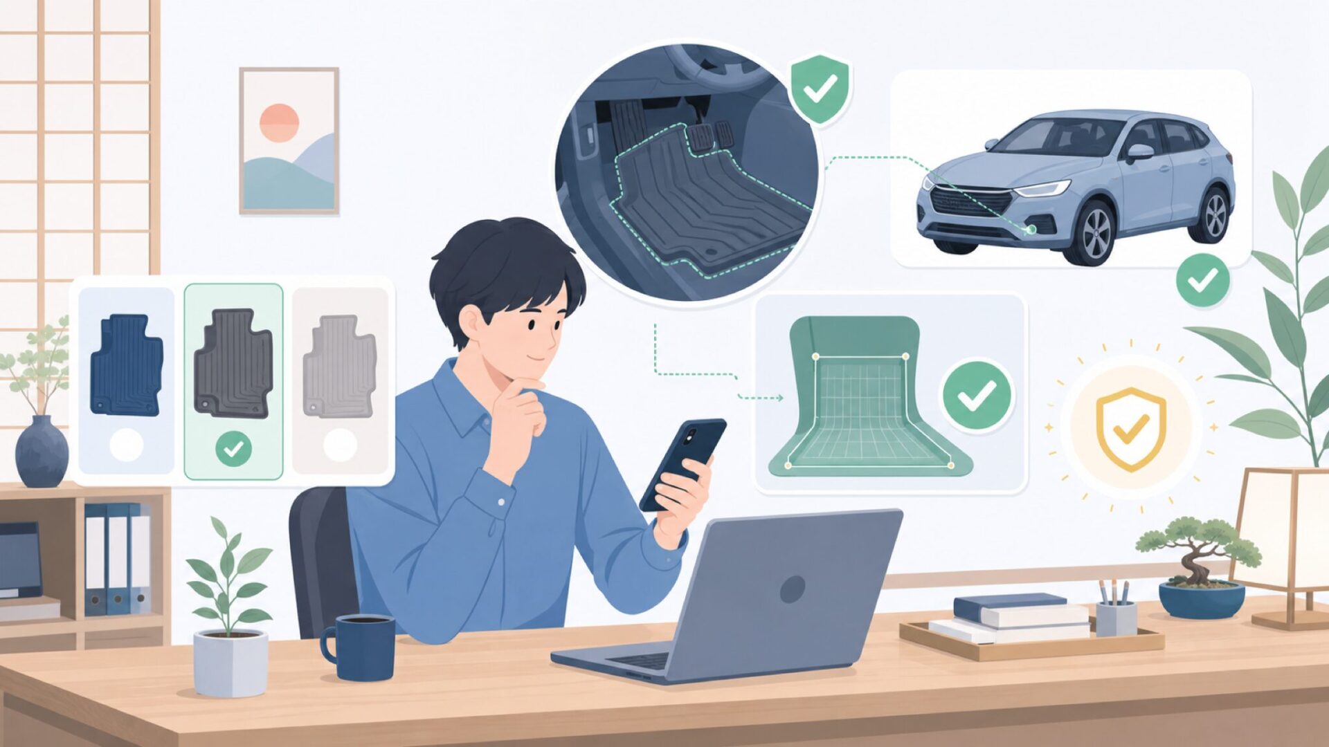 代表製品DIGITAL-FIT FLOOR LINERSでわかる技術力を表すイラスト