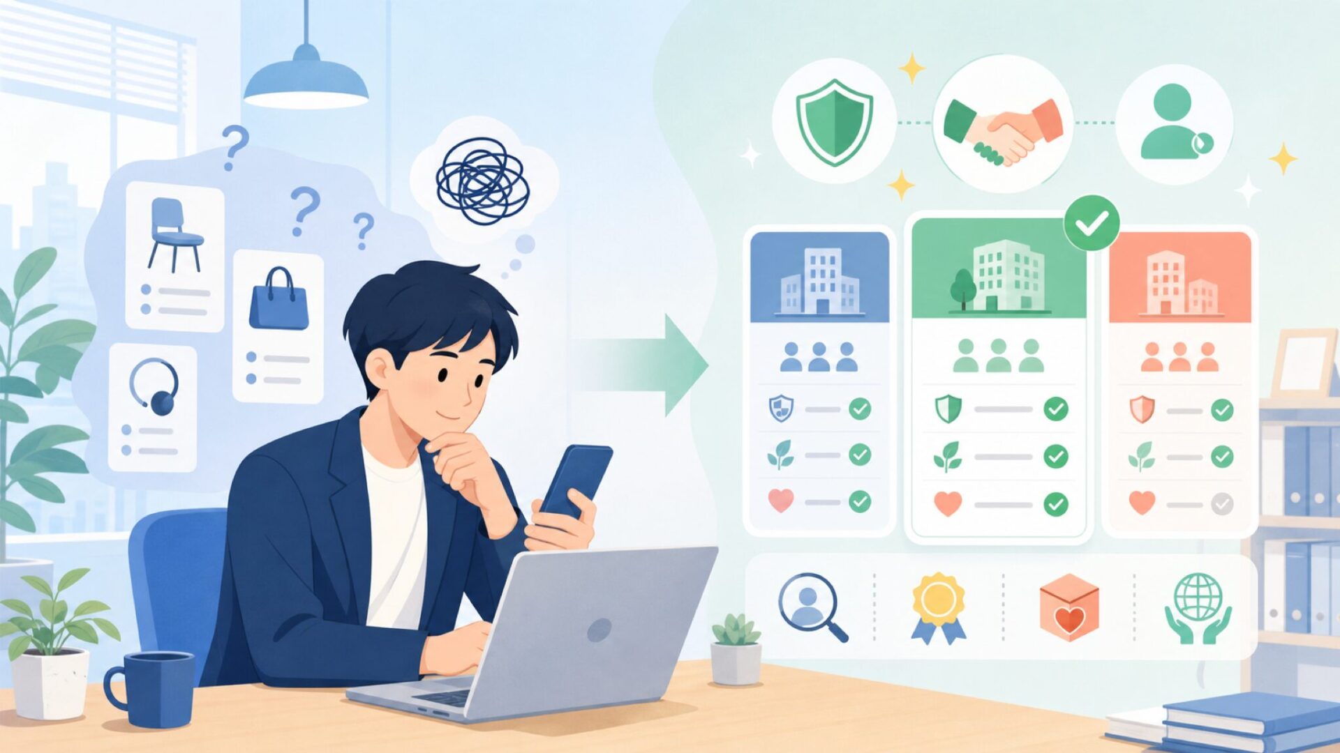 iOttieの企業姿勢から見える安心材料を表すイラスト