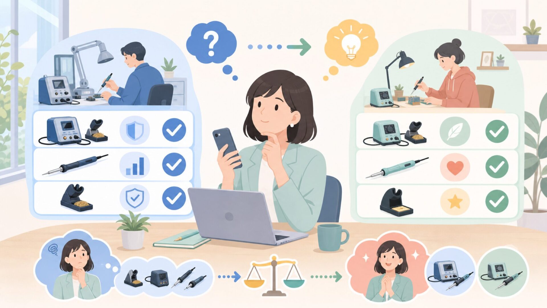 用途別に見るWeller選びのポイント:仕事用と趣味用の違いを表すイラスト