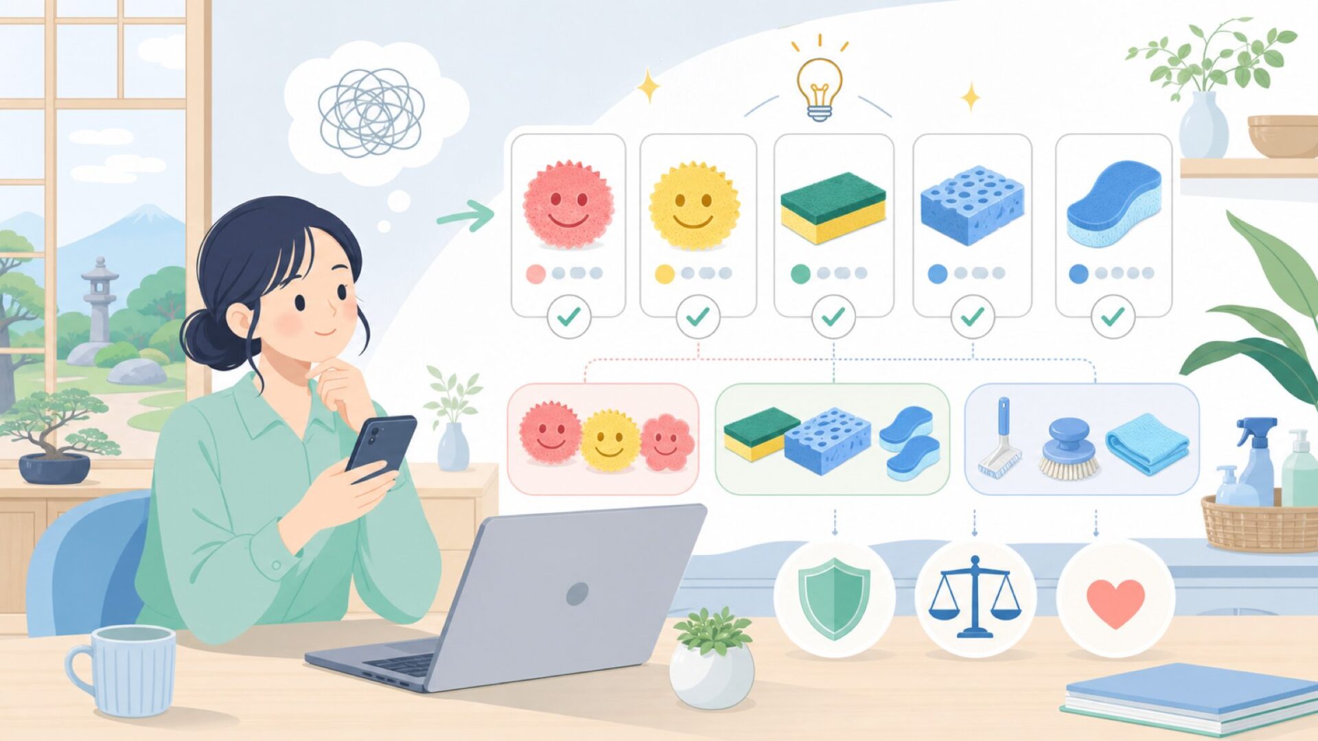Scrub Mommyや関連アイテムとの違いで選ぶを表すイラスト