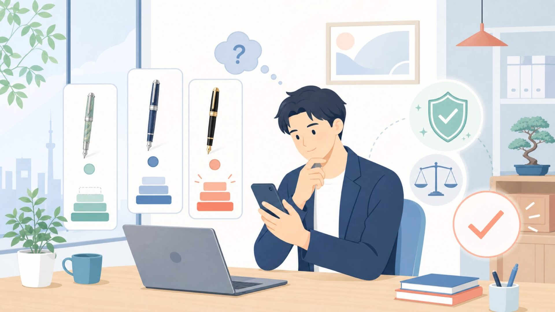 価格帯別に見るViscontiの選び方を表すイラスト