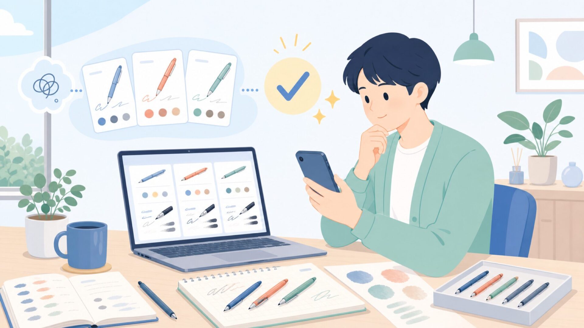 実際の書き味・発色はどう？レビューから見えた傾向を表すイラスト