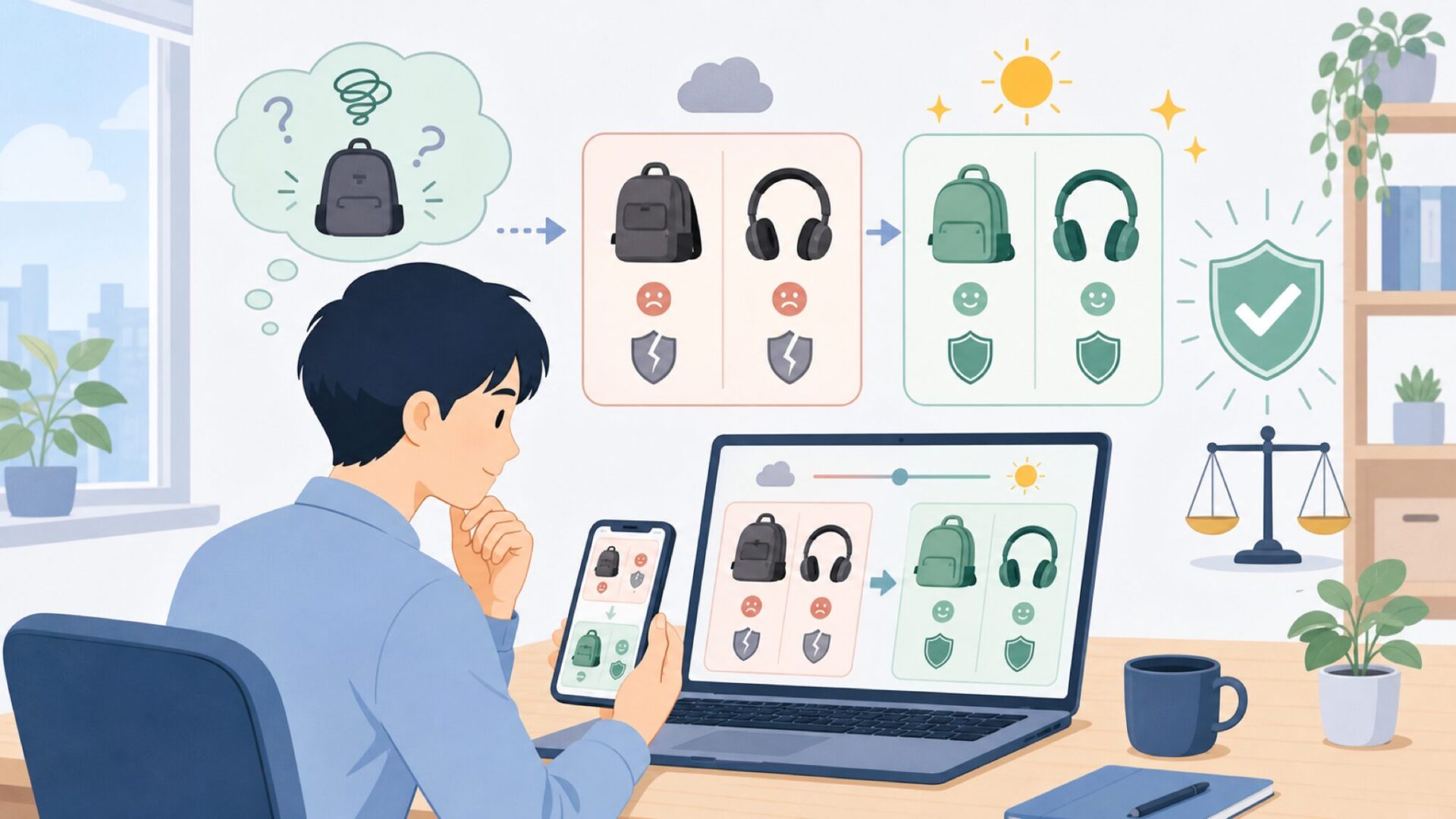 中国系・アリエク系の格安ブランドとどう違う?を表すイラスト