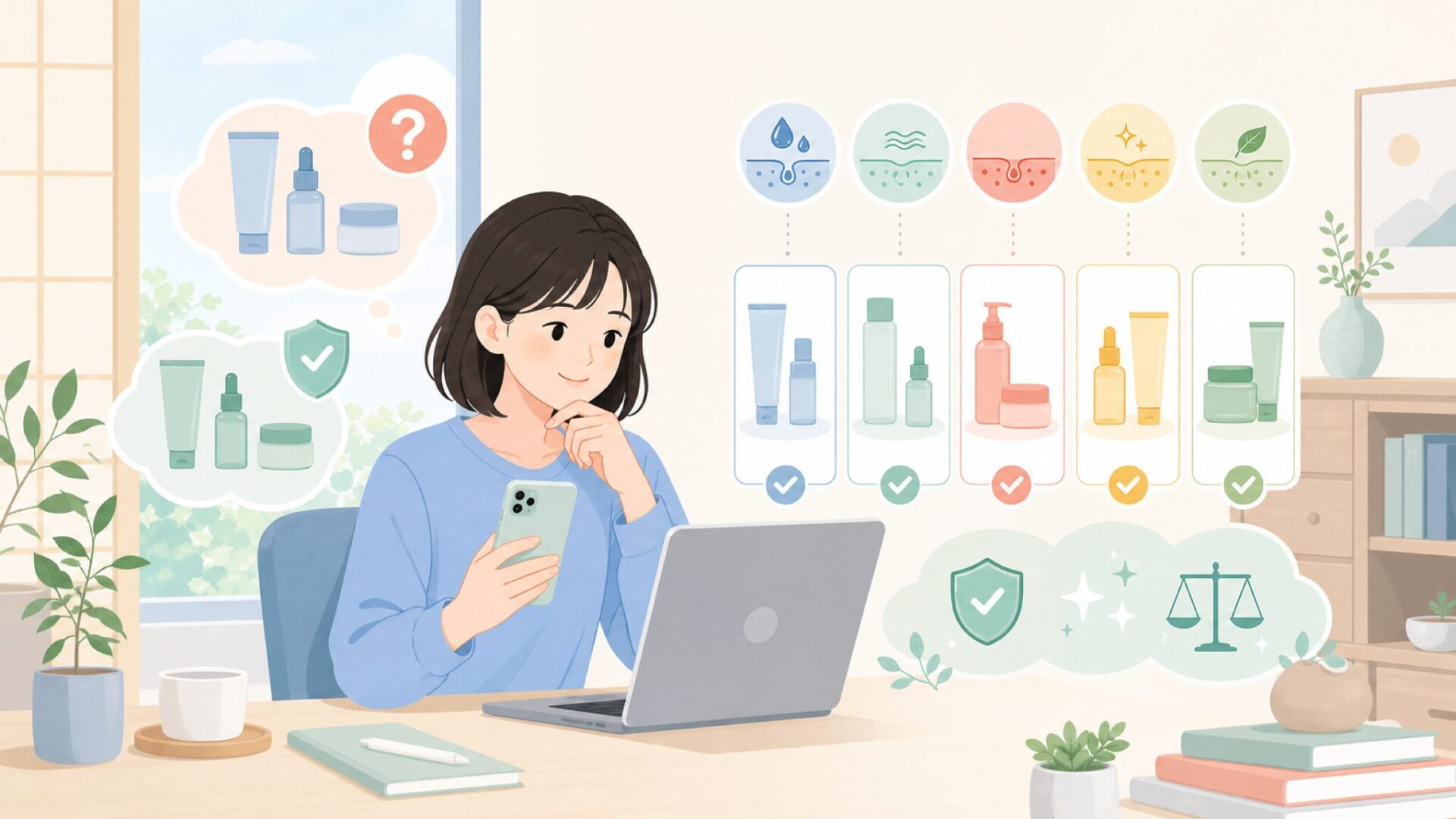 Celimaxの人気商品ラインアップ（肌悩み別に紹介）を表すイラスト