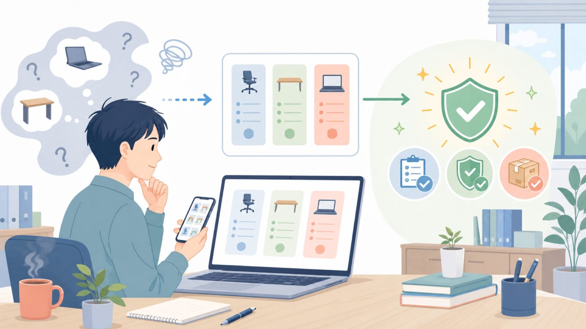 購入前に確認しておきたい信頼性のポイントを表すイラスト
