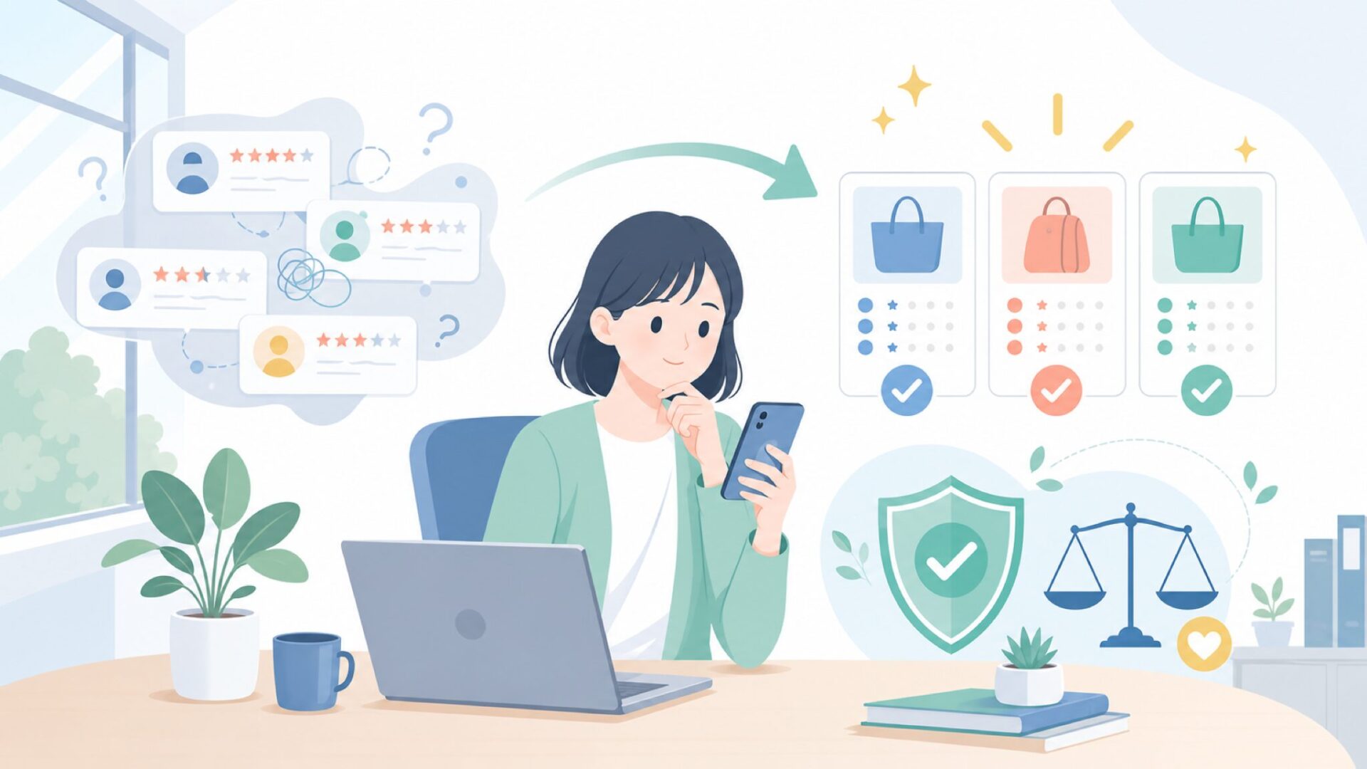購入者のレビューから見る評判と気になる点を表すイラスト