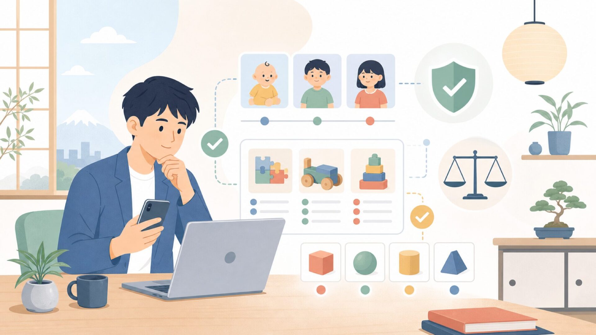 年齢別おすすめ！Londjiの選び方ガイドを表すイラスト