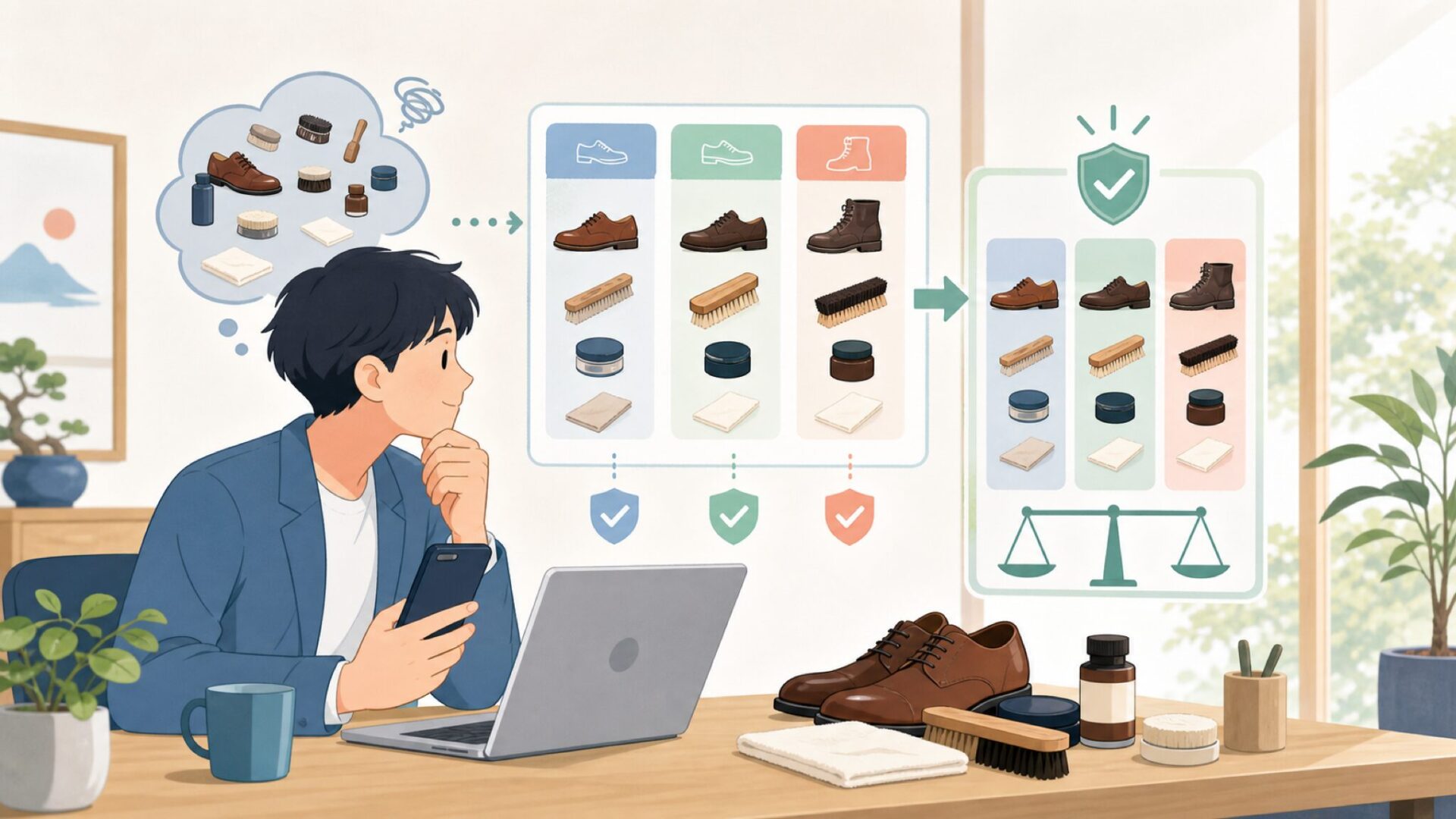 代表アイテムと選び方｜新定番化アイテムをチェックを表すイラスト