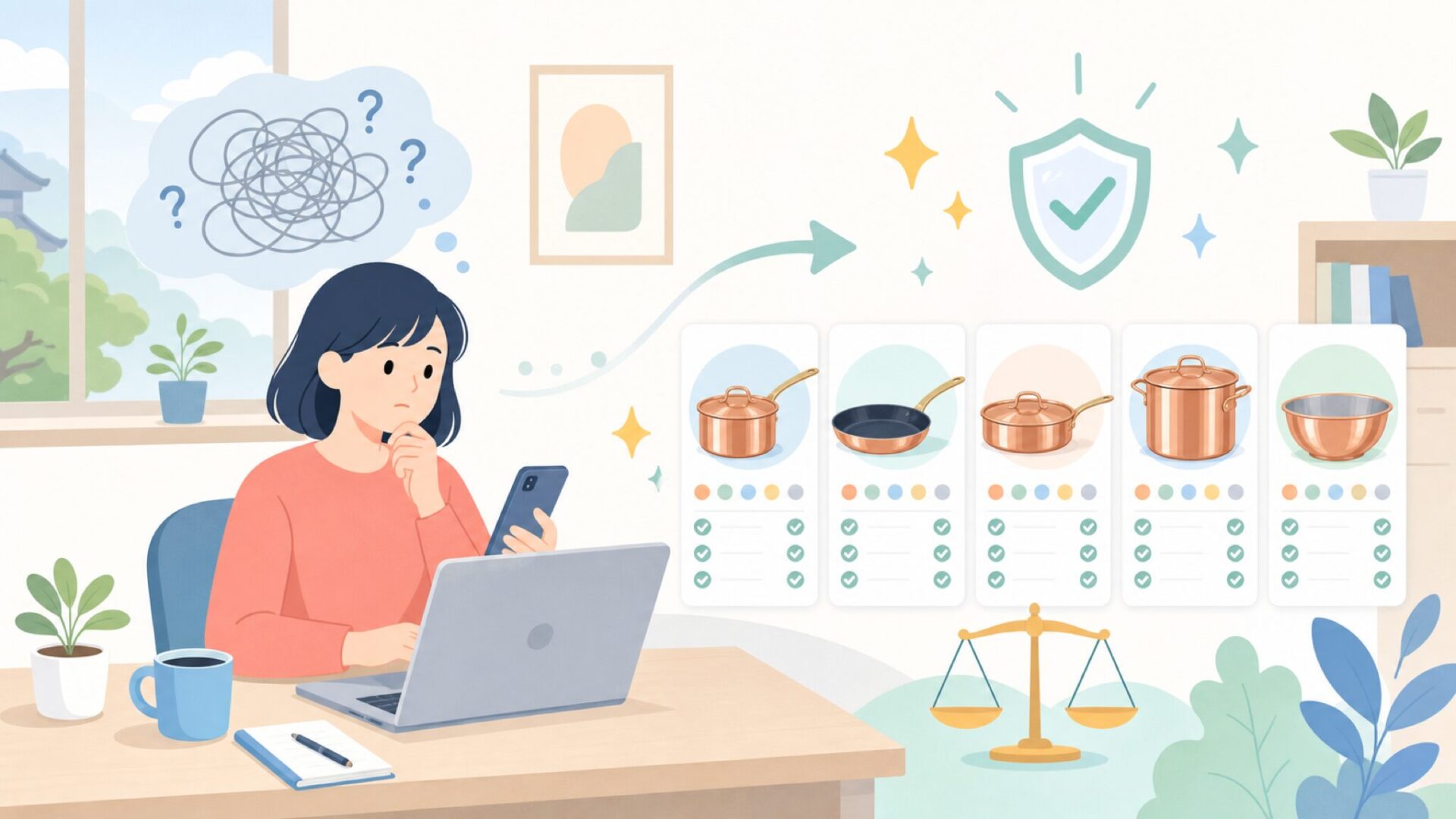 Mauvielの代表的な調理器具シリーズを表すイラスト