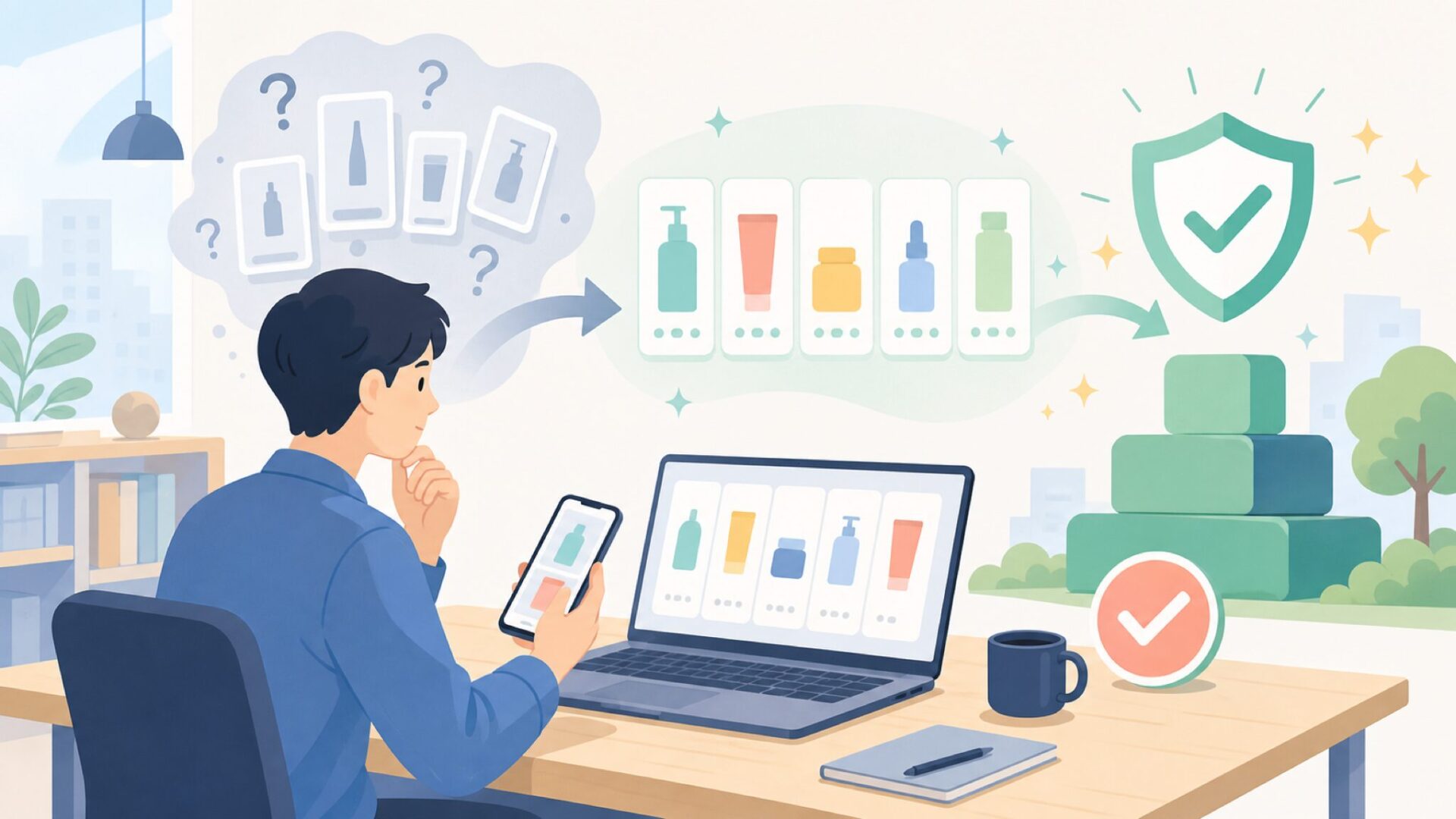 新商品ラインナップから見る運営の安定感を表すイラスト