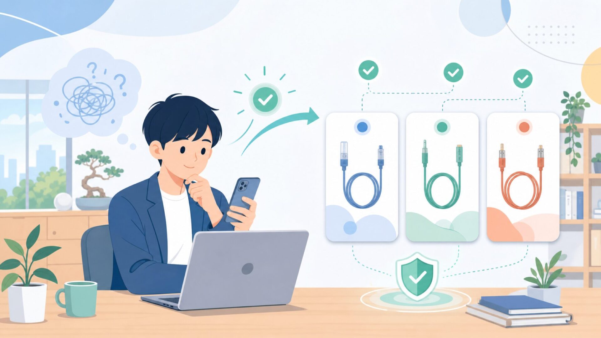 用途で選ぶCordial Cablesの代表シリーズ3選を表すイラスト