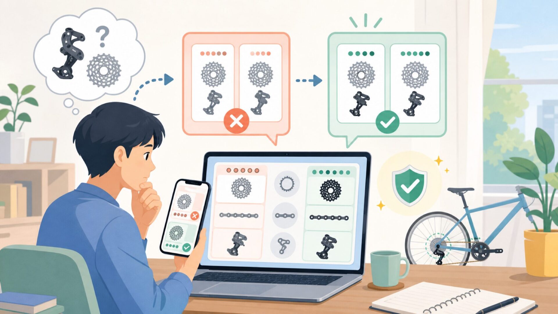 対応変速数とシリーズの違いを見極めるを表すイラスト