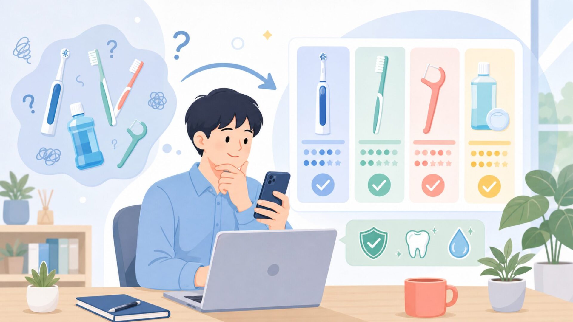 Individual Reachなど注目ラインナップと関連オーラルケア用品を表すイラスト