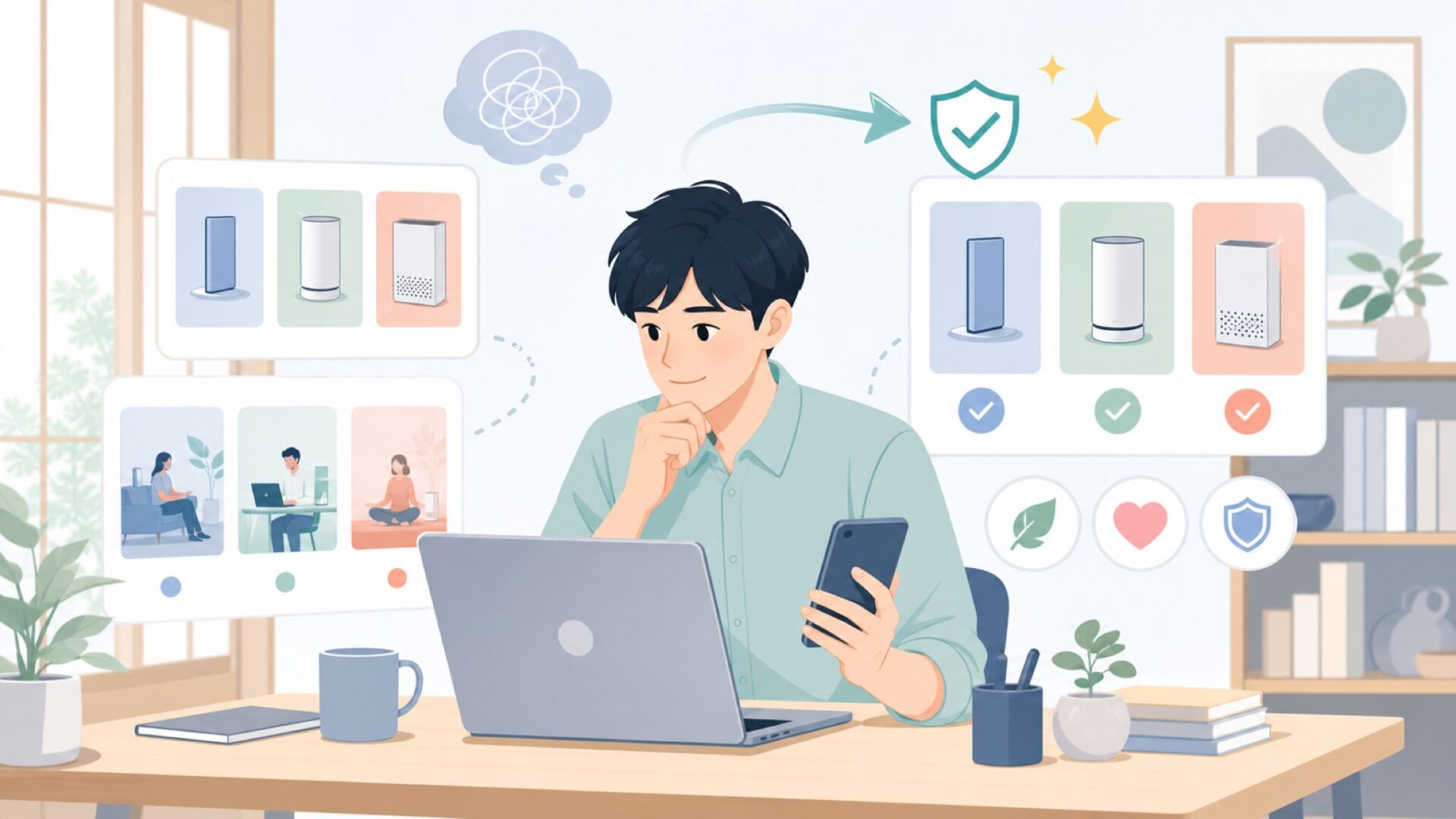 代表機種ごとの違いを比較するを表すイラスト