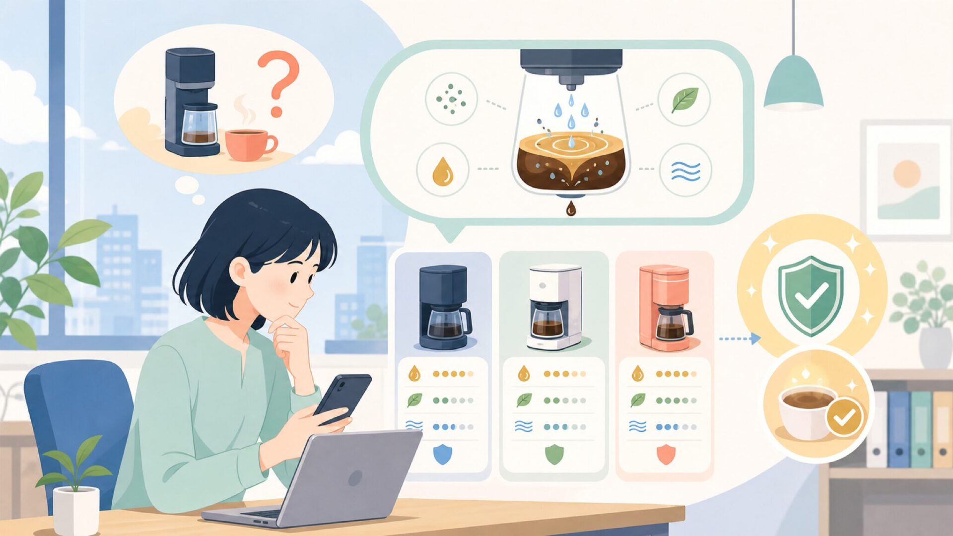 味を決める最高峰の抽出技術を表すイラスト