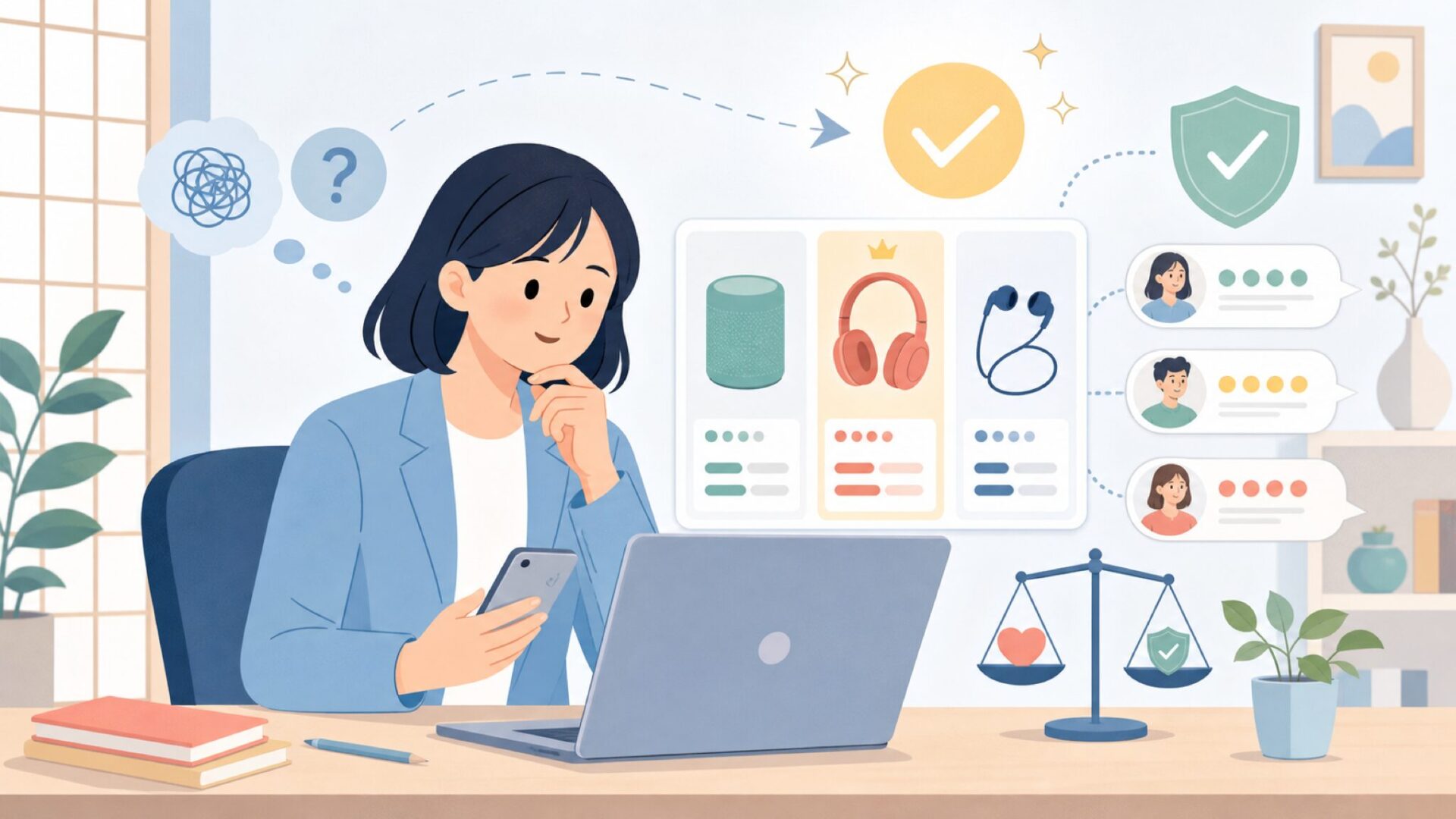 実際に使った人の評価から見る信頼性を表すイラスト