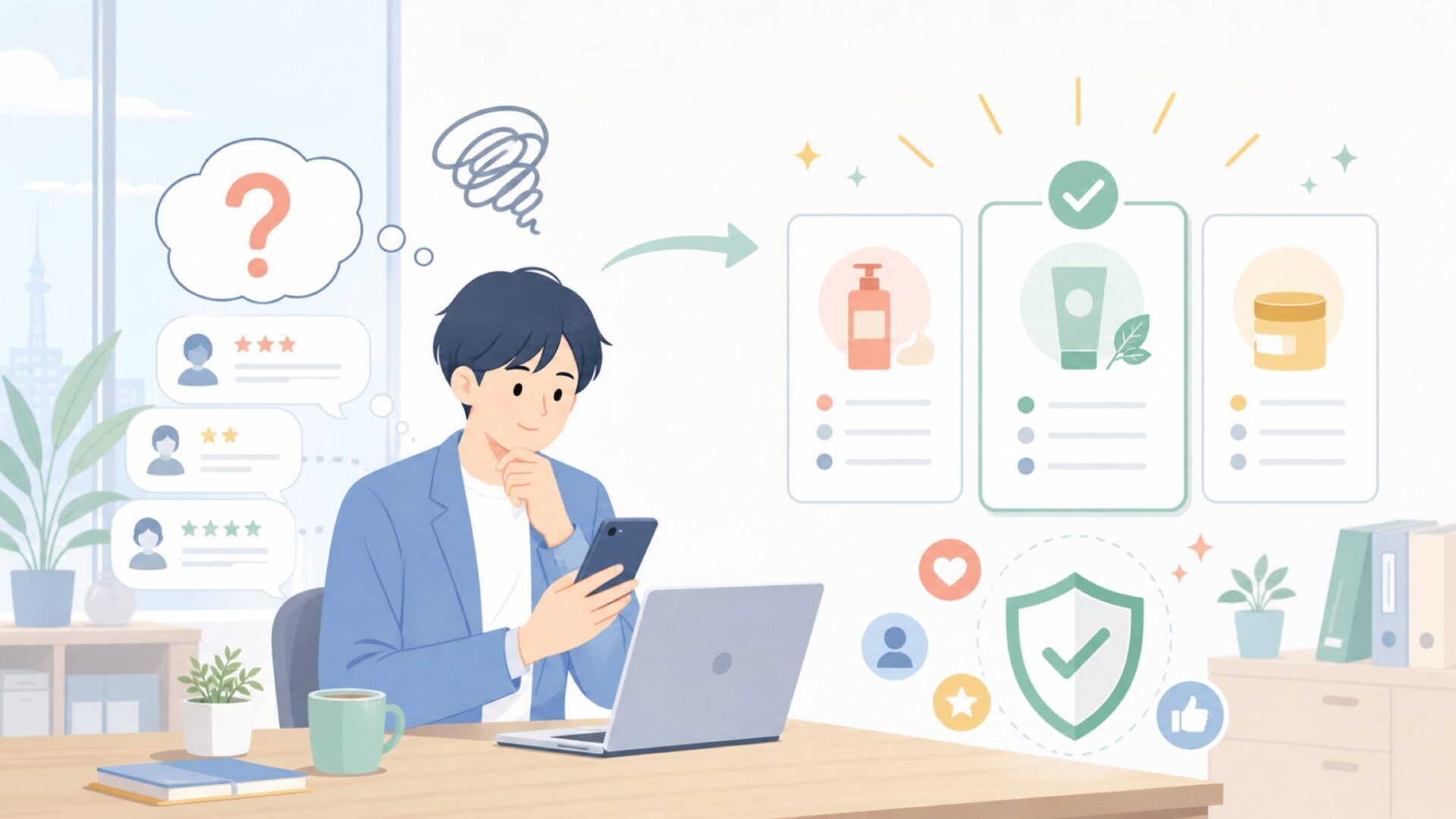 実際に使った人の評判は？口コミから見えるリアルな姿を表すイラスト