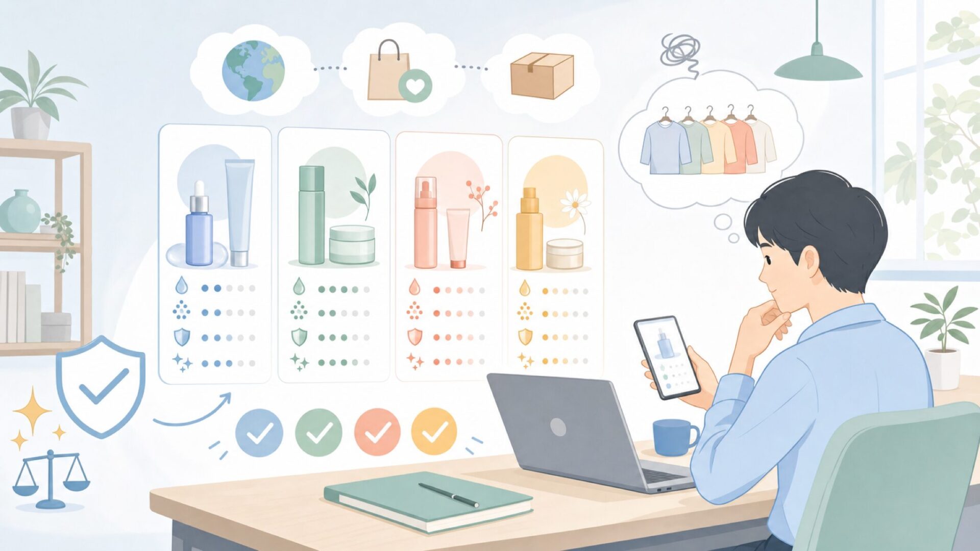 代表的な人気商品と特徴（A-Game・Cheer Upほか）を表すイラスト