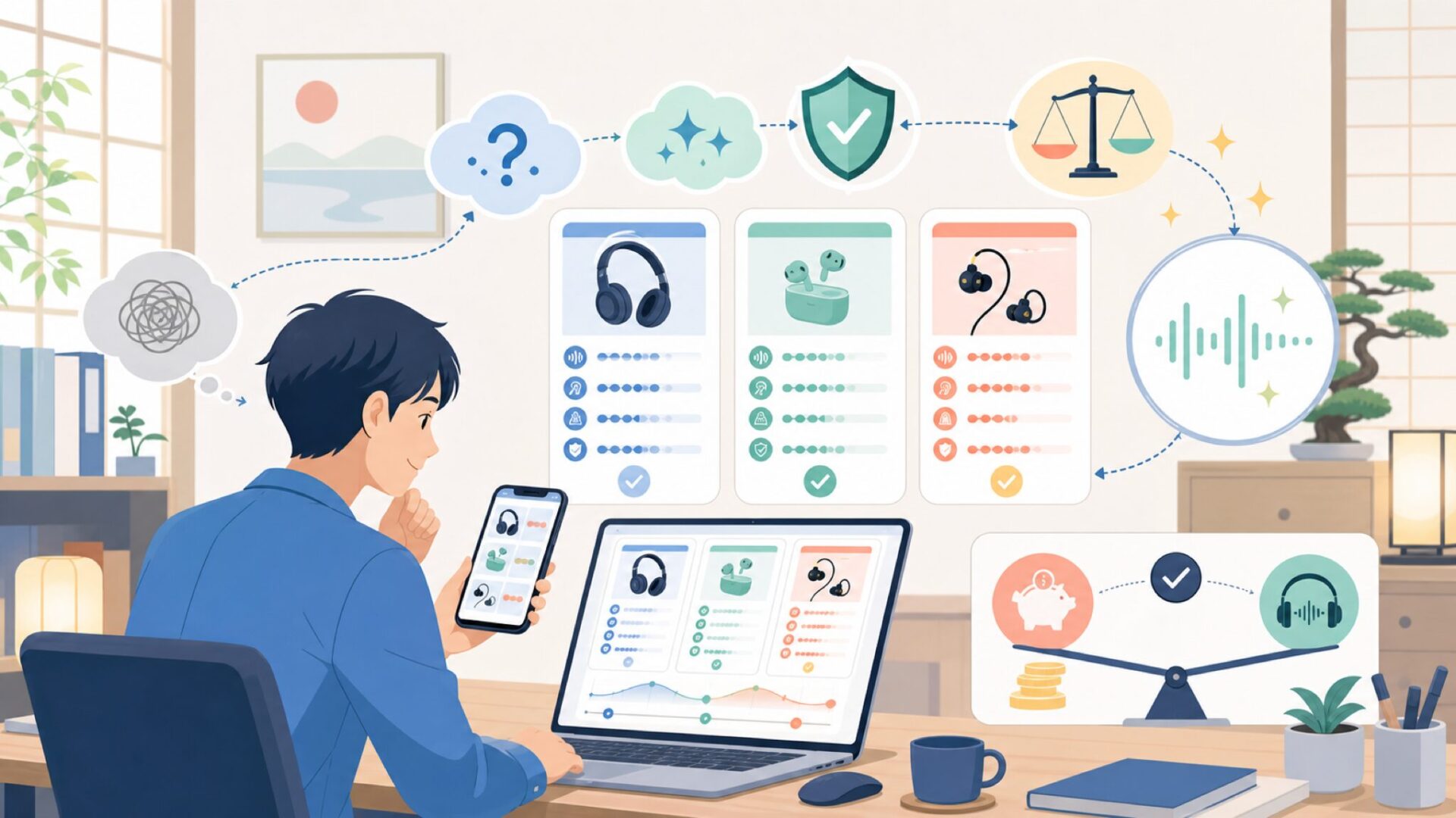 手頃な価格でハイレゾ入門ができる音質面の評価を表すイラスト