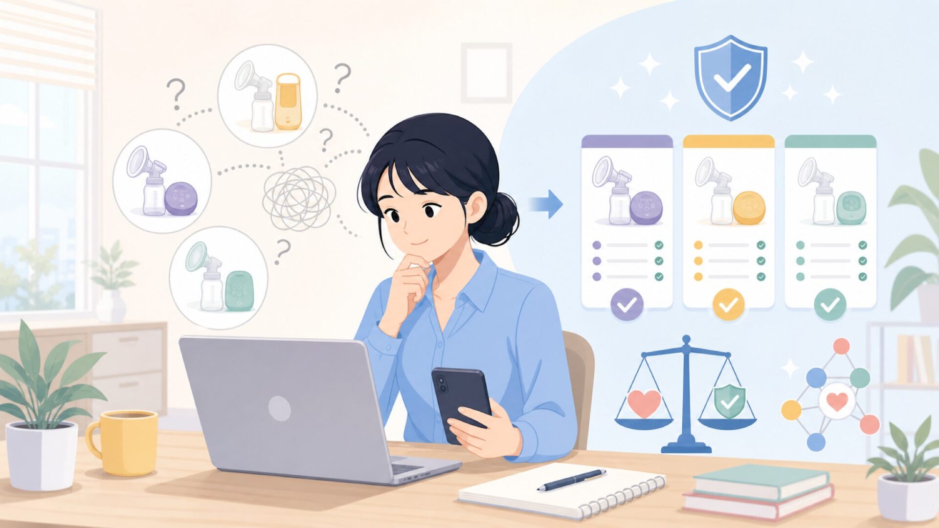 Lansinohと他社搾乳器(Medela・Avent)との違いを表すイラスト
