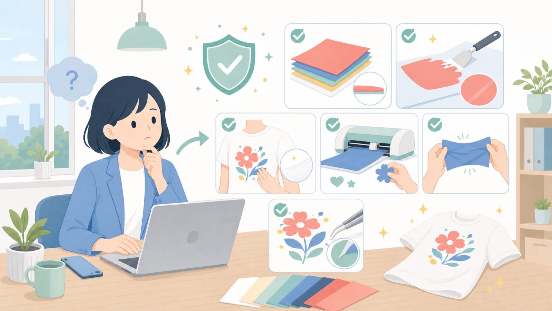 Siserアイロンシートの魅力｜シンプル&イージーな作業性を表すイラスト