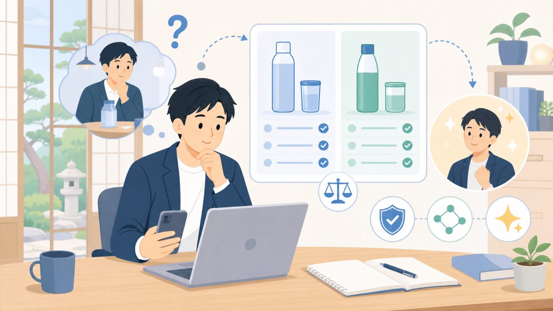 ブリタ・LARQなど他ブランドとの違いを比較を表すイラスト
