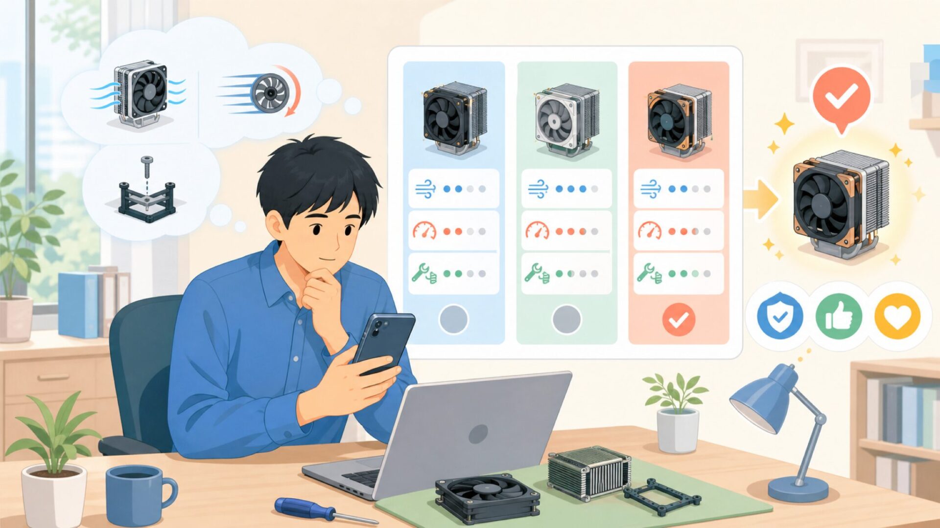 実使用で気になる冷却性・速度・組み立てやすさを表すイラスト