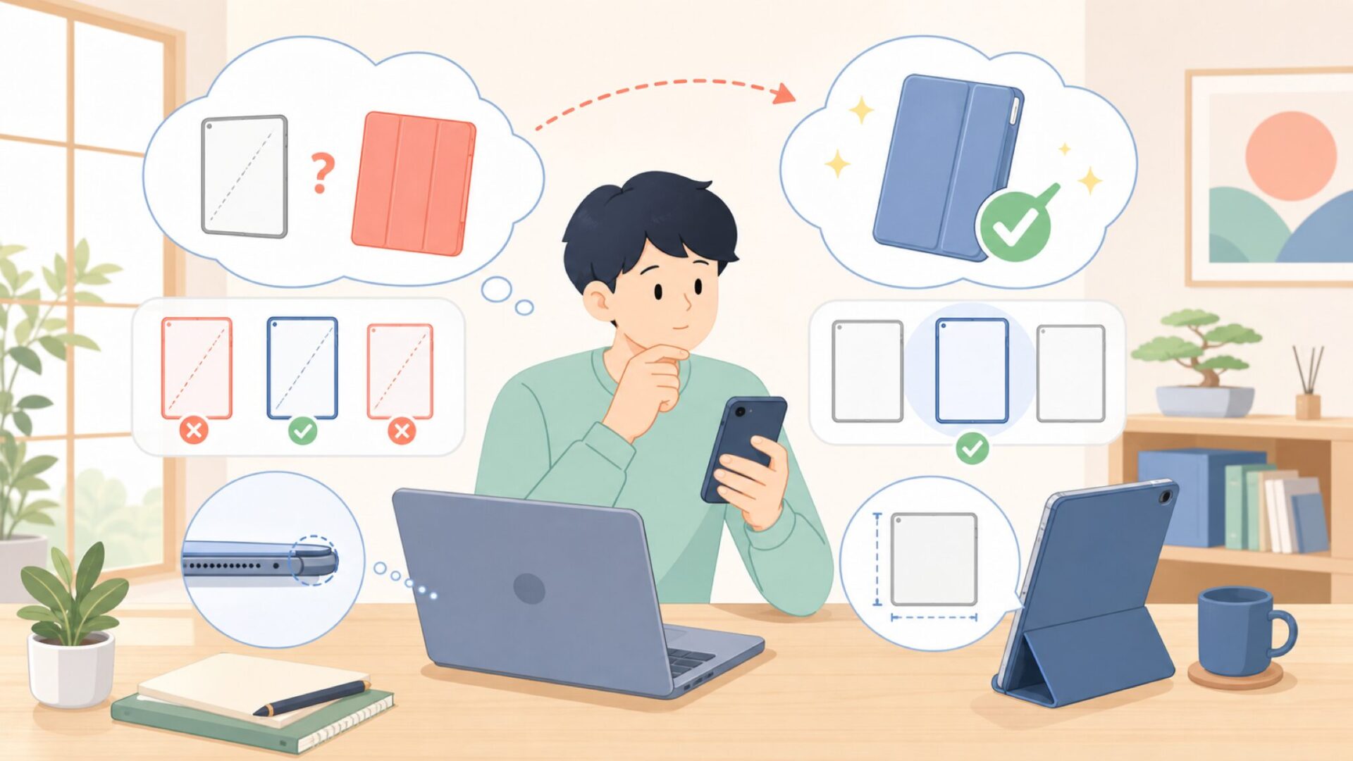 自分のiPadに合う？対応機種とサイズの見分け方を表すイラスト