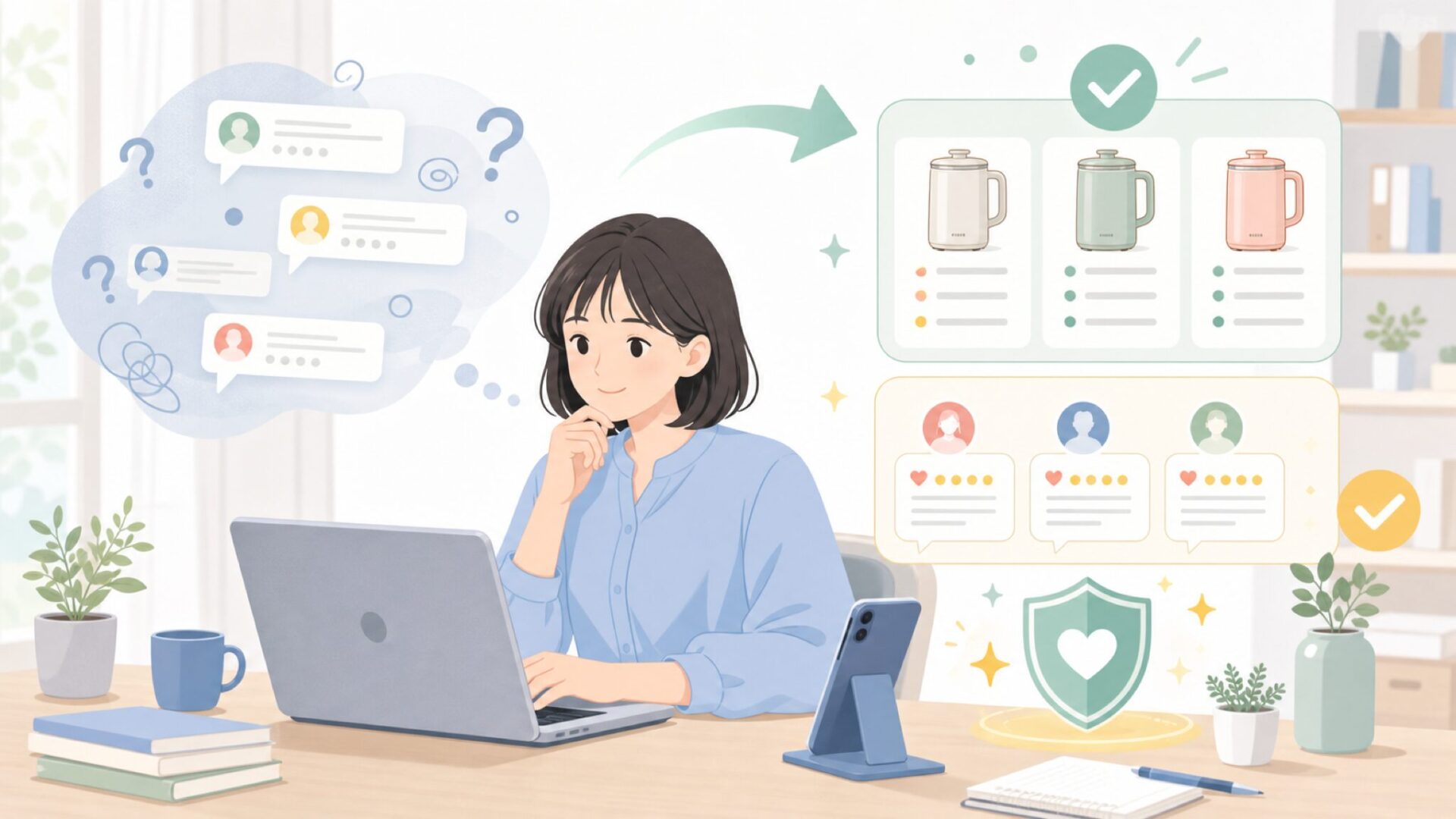 実際に使った人の口コミからわかることを表すイラスト