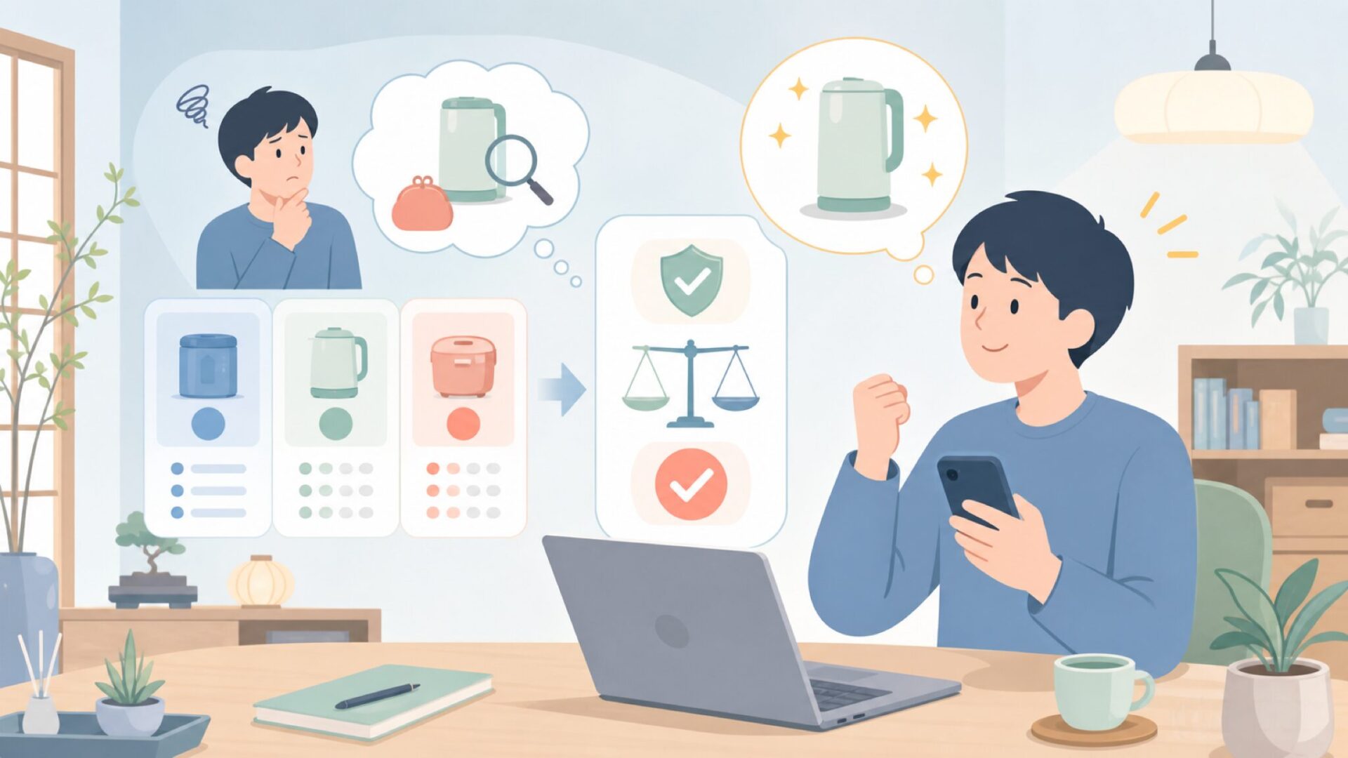 価格が手頃な理由と、家庭用として選んでいいラインを表すイラスト