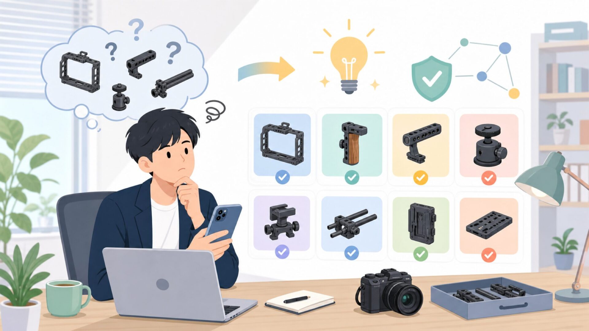 初心者でも迷わないSmallRig製品カテゴリの基礎知識を表すイラスト