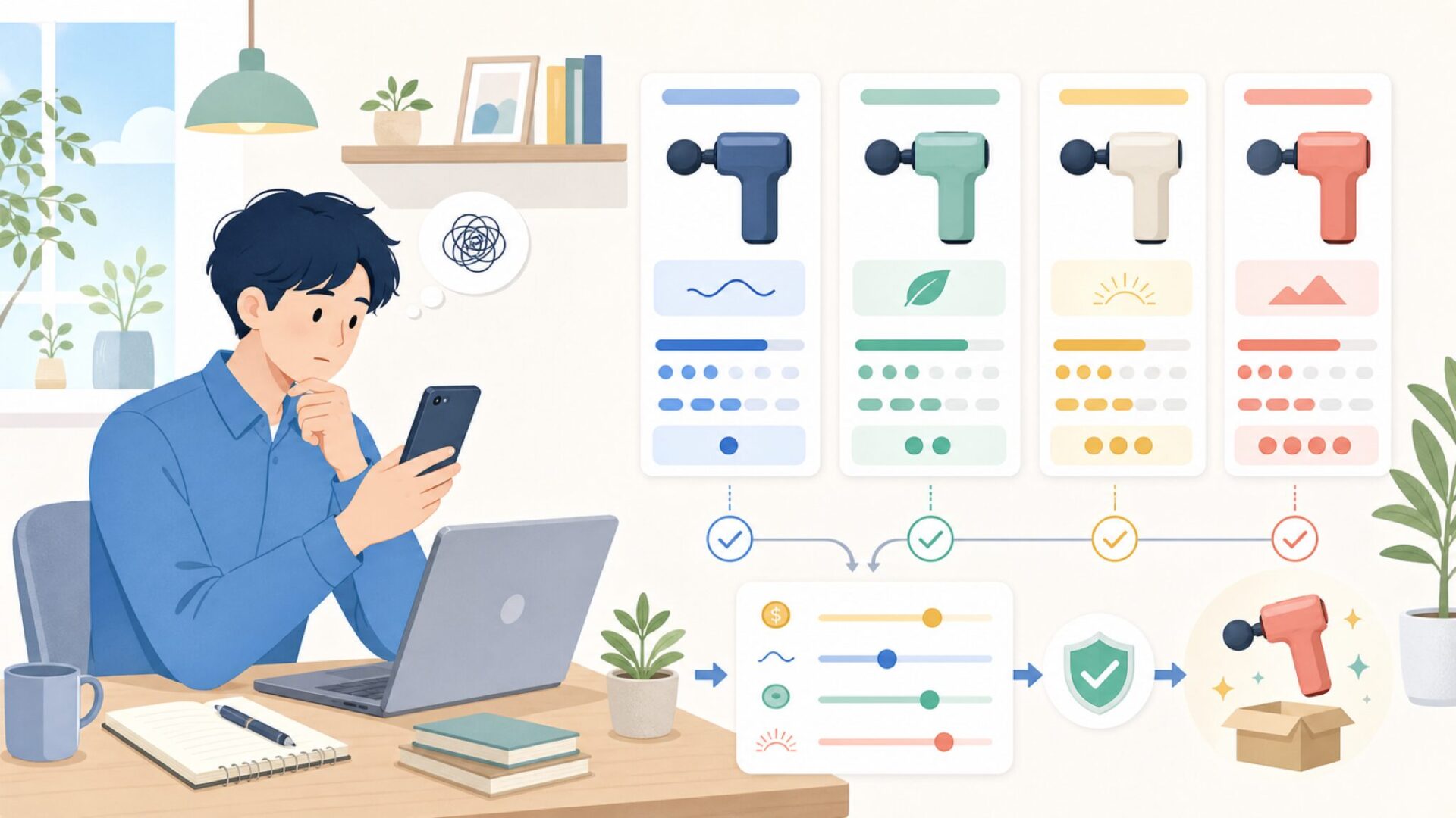 uFit RELEASERシリーズの価格とスペックを比較するを表すイラスト