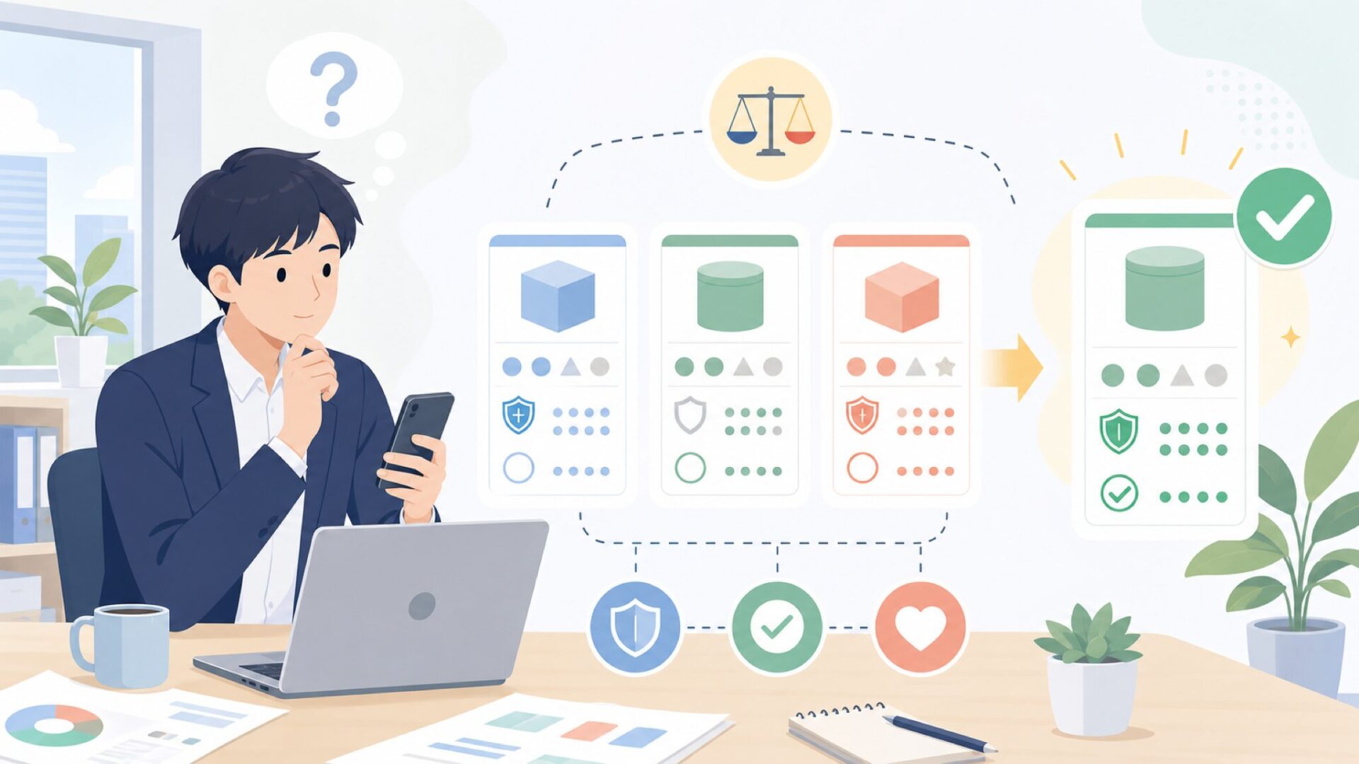 国内主要メーカーとの比較で見えてくる違いを表すイラスト